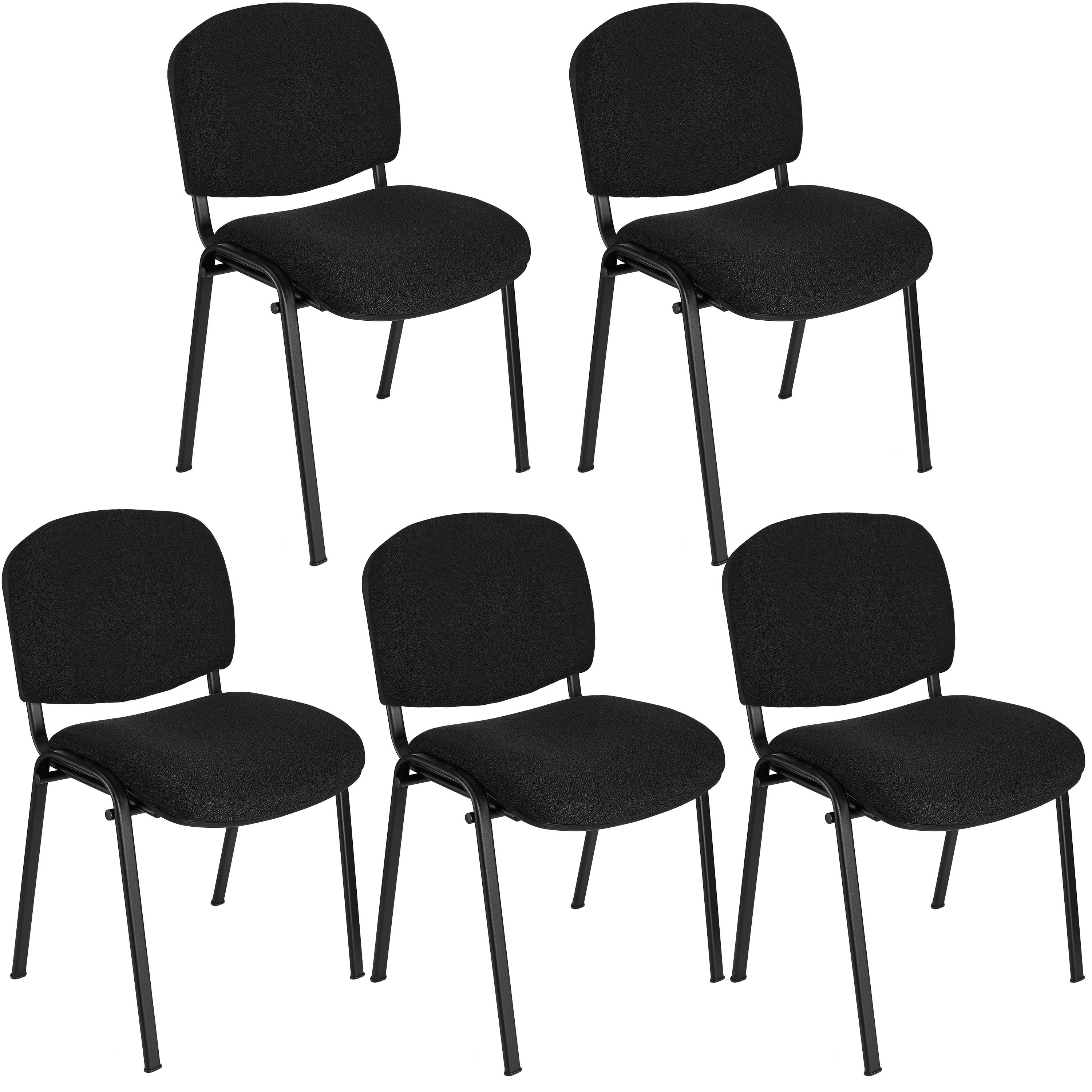 Im 5er-Set: Konferenzstuhl MOBY BASE mit schwarzen Stuhlbeinen, bequem und praktisch, stapelbar, Farbe Schwarz