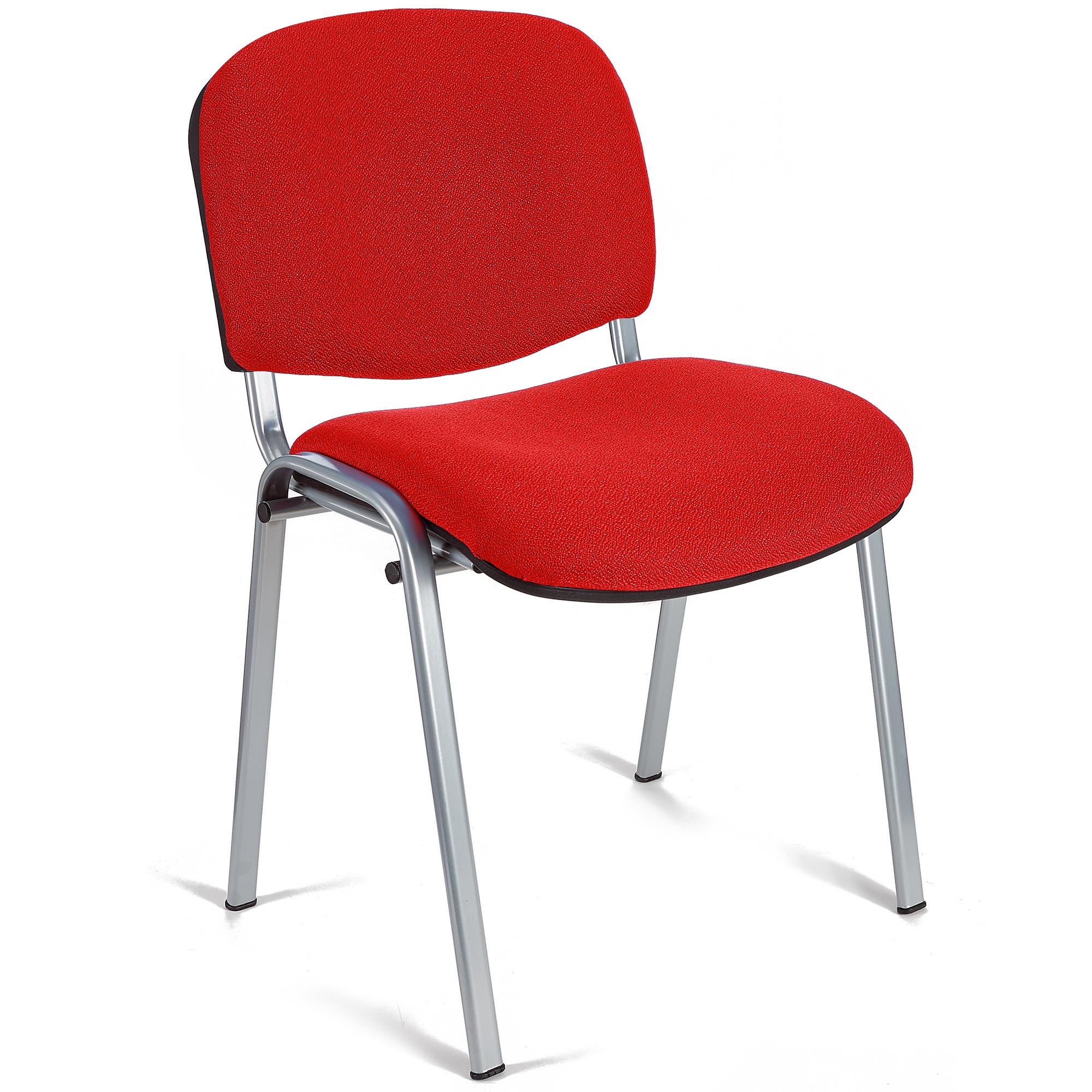 Konferenzstuhl MOBY BASE mit grauen Stuhlbeinen, bequem und praktisch, stapelbar, Farbe Rot