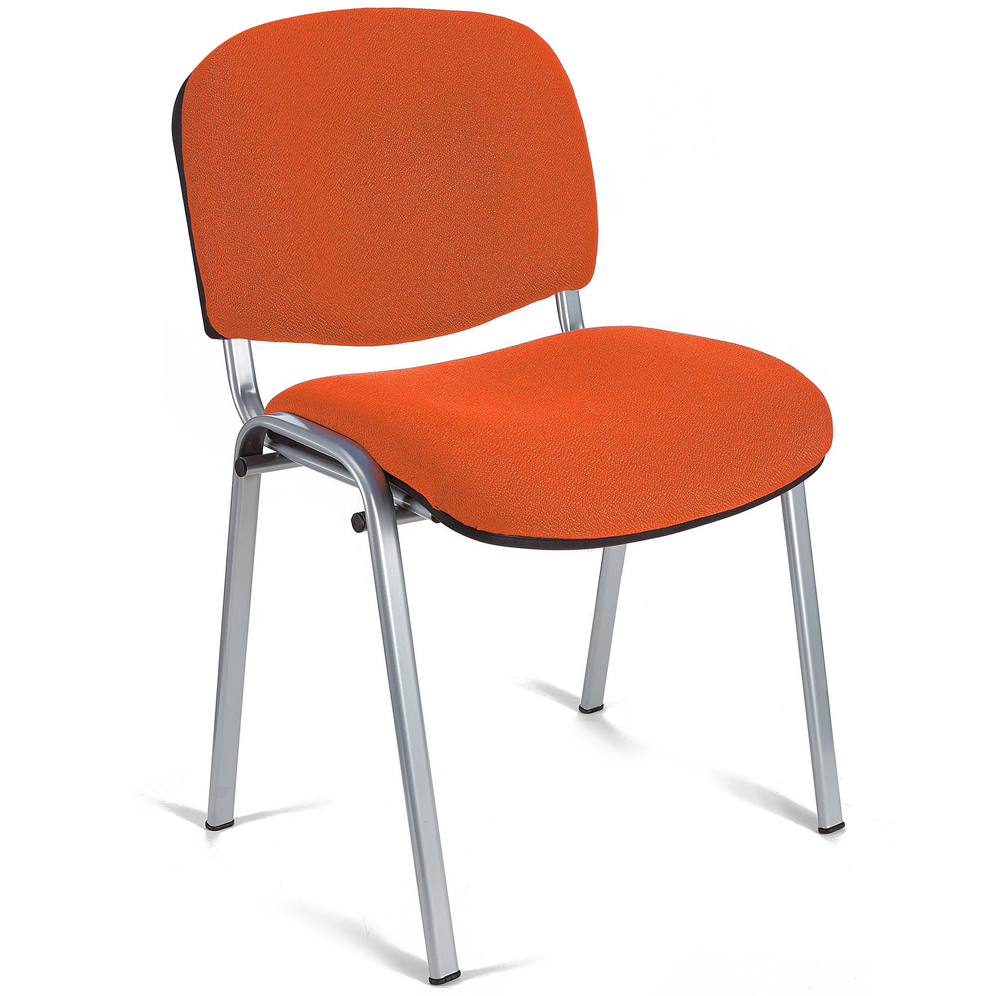 Konferenzstuhl MOBY BASE mit grauen Stuhlbeinen, bequem und praktisch, stapelbar, Farbe Orange