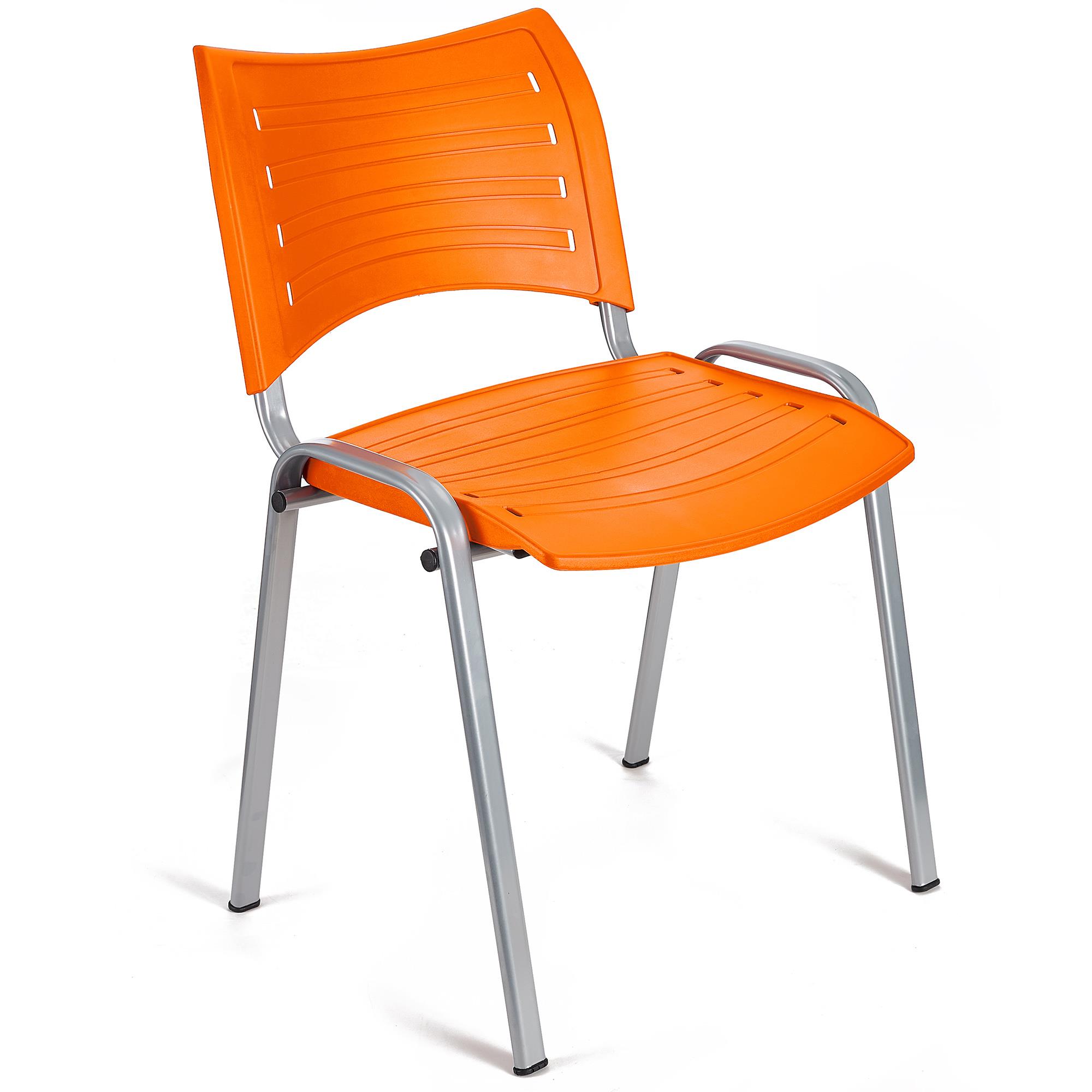 Besucherstuhl ELVA G, stapelbar und sehr praktisch, graue Stuhlbeine, Farbe Orange