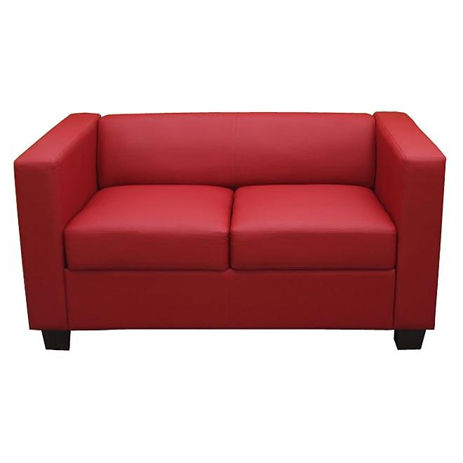 Sessel BASEL, Zweisitzer, elegantes Design, großer Komfort, Leder, Farbe Rot