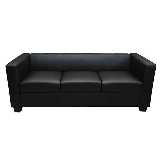 Sessel BASEL, Dreisitzer, elegantes Design, großer Komfort, Kunstleder, Farbe Schwarz