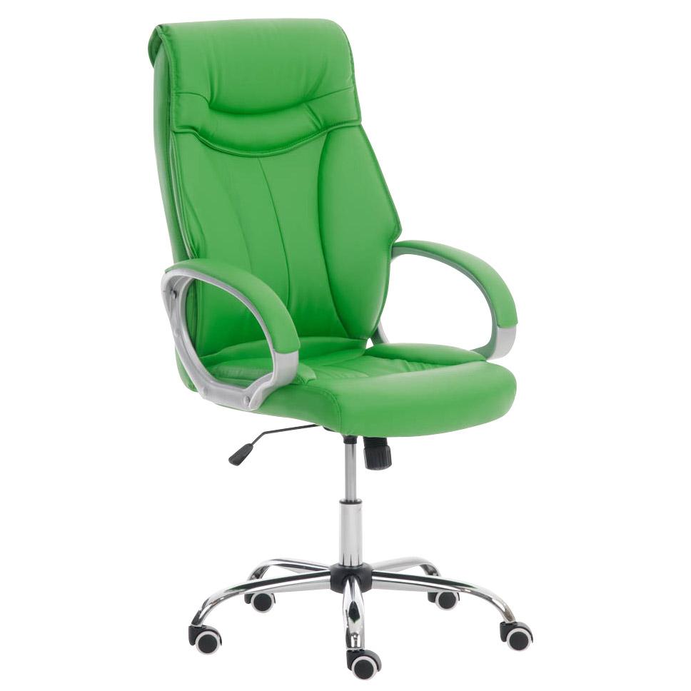 Bürostuhl KIMI, große Rückenlehne mit doppelter Polsterung, Lederbezug, Farbe Grün