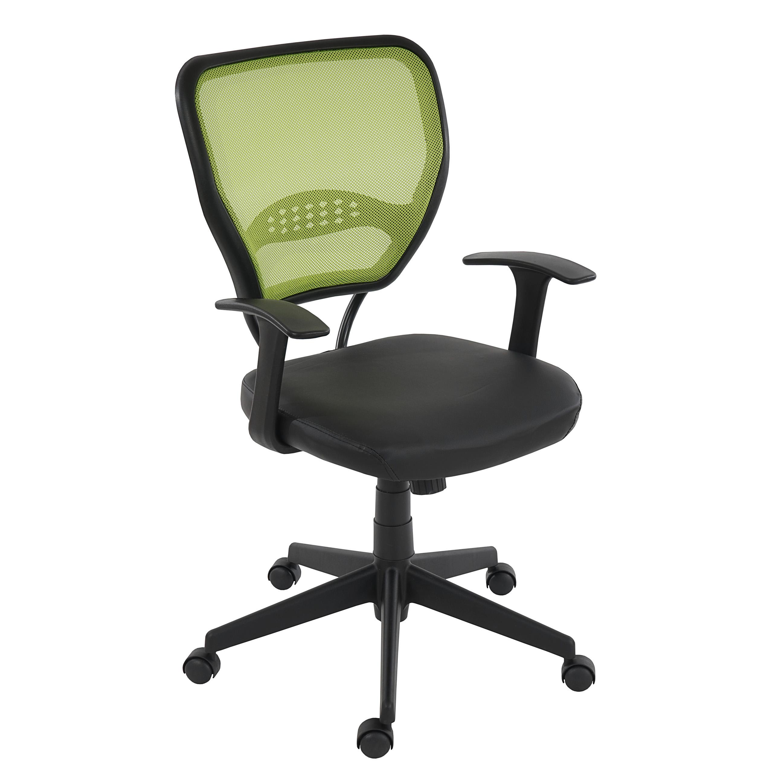 XXL-Bürostuhl TENOYA LEDER, bequeme Sitzpolsterung, Rückenlehne mit Netzbezug, Farbe Grün