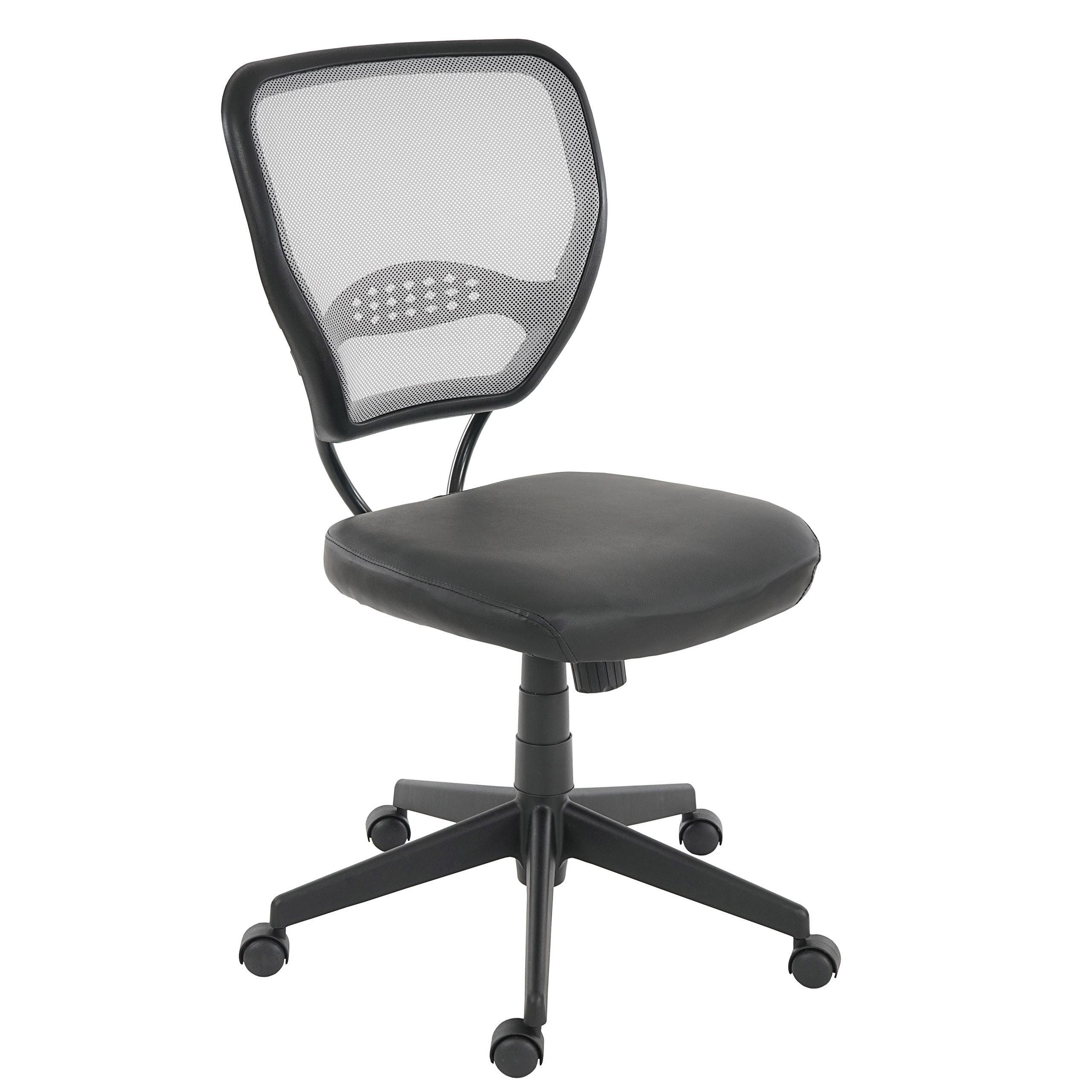XXL-Bürostuhl TENOYA LEDER OHNE ARMLEHNEN, bequeme Sitzpolsterung, Rückenlehne mit Netzbezug, Farbe Grau