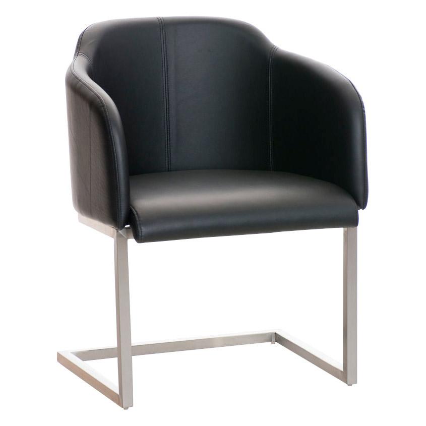 Designer-Sessel TOKIO LEDER, Stahlgestell, bequeme Sitzpolsterung, Farbe Schwarz