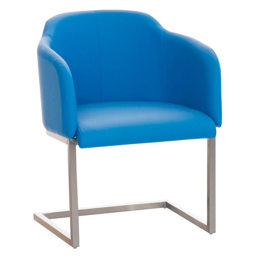 Designer-Sessel TOKIO LEDER, Stahlgestell, bequeme Sitzpolsterung, Farbe Blau