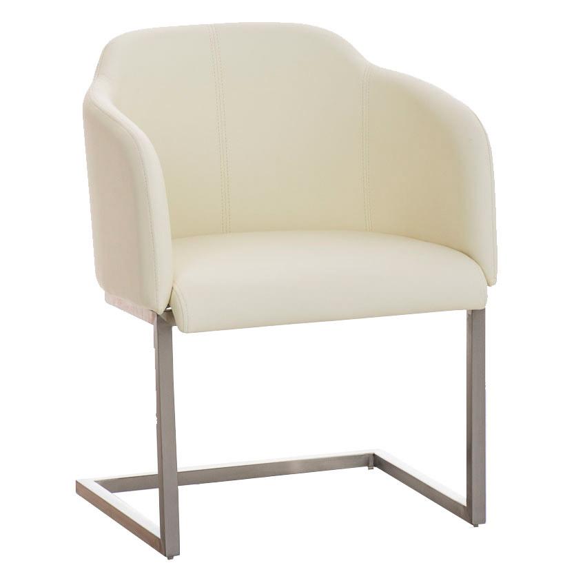 Designer-Sessel TOKIO LEDER, Stahlgestell, bequeme Sitzpolsterung, Farbe Beige
