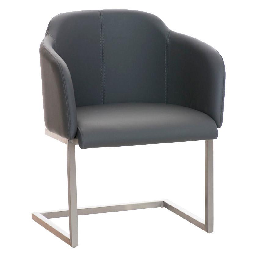 Designer-Sessel TOKIO LEDER, Stahlgestell, bequeme Sitzpolsterung, Farbe Grau