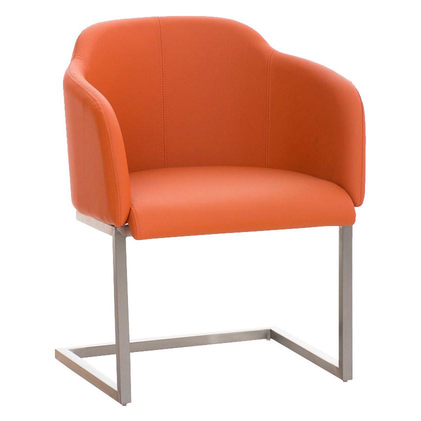 Designer-Sessel TOKIO LEDER, Stahlgestell, bequeme Sitzpolsterung, Farbe Orange