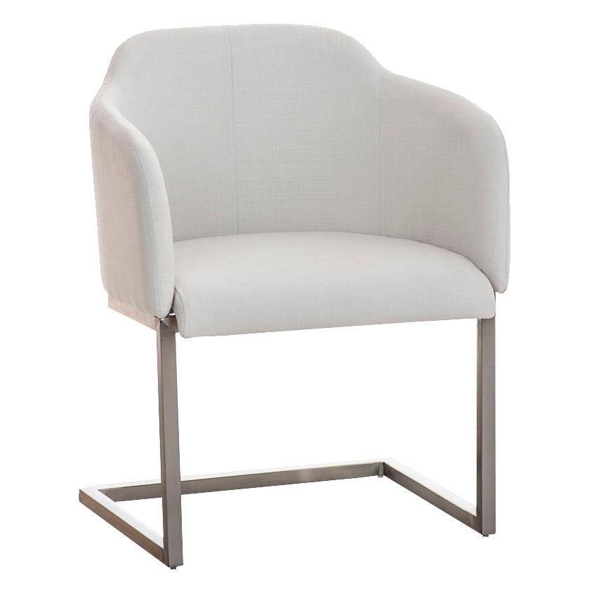 Designer-Sessel TOKIO STOFF, Stahlgestell, bequeme Sitzpolsterung, Farbe Weiß