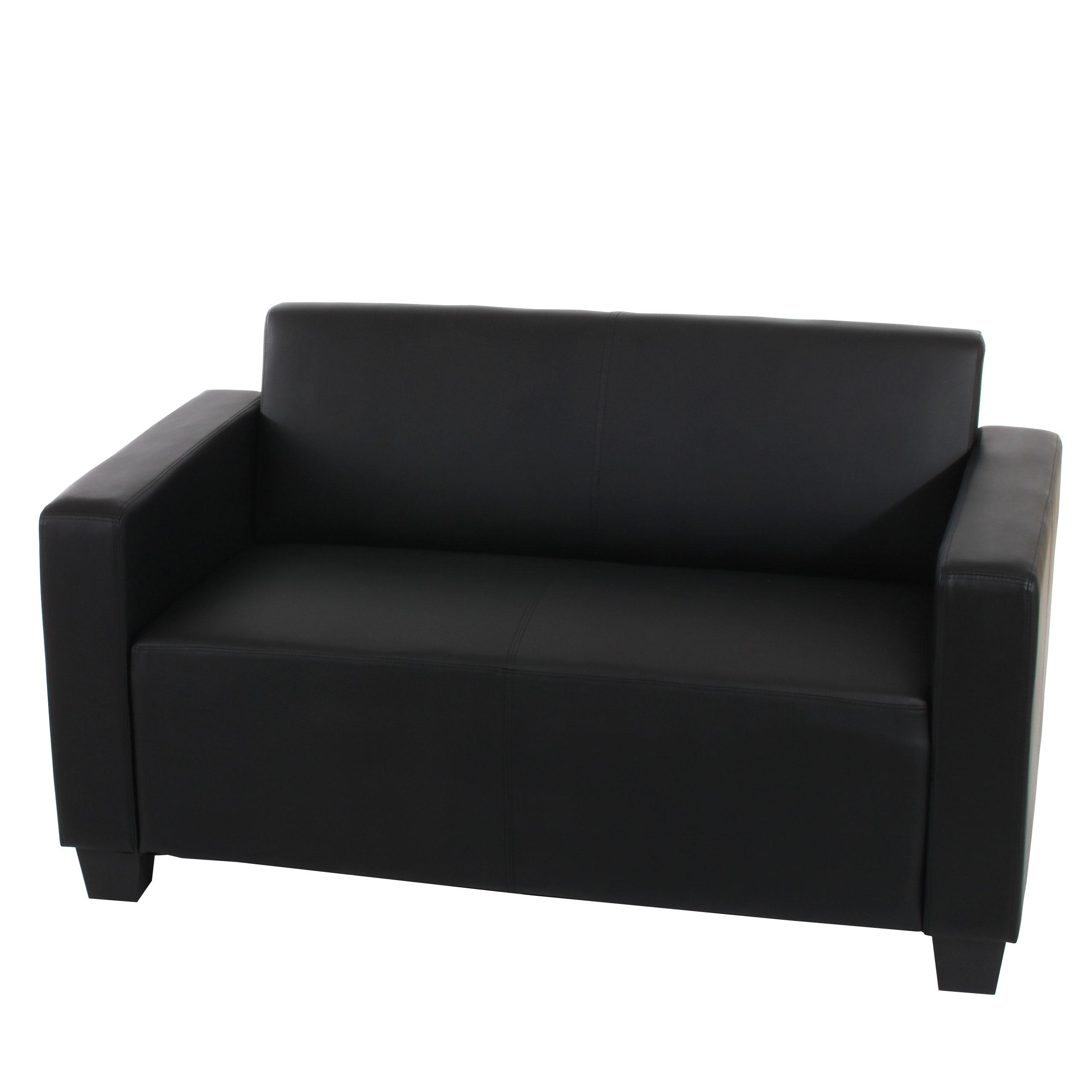 Bürosofa LYON 2-Sitzer, elegantes Design, sehr bequem, Leder, Farbe Schwarz