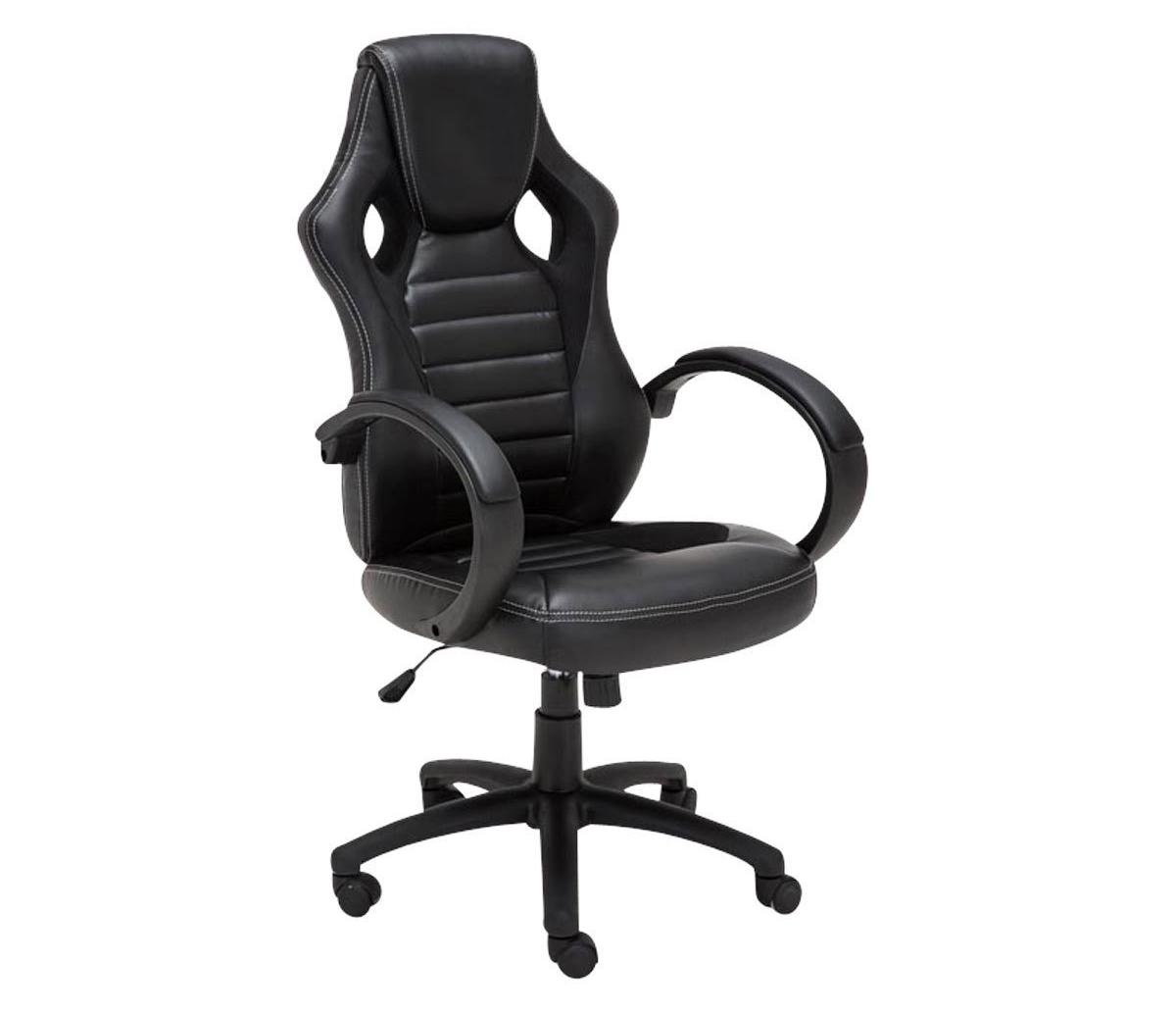 Gaming-Stuhl ASCARI, sportliches Design, sehr bequem, Leder- und Stoffbezug, Farbe Schwarz