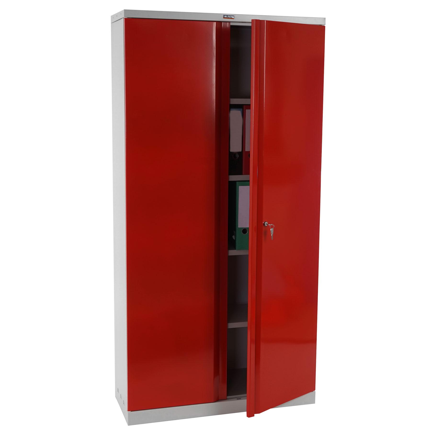 Aktenschrank CARIN 2-TÜRER, 182x92x37cm, Stahlschrank, Farbe Rot