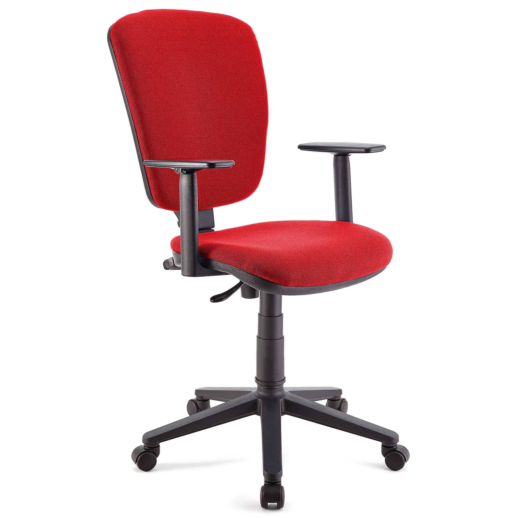 Bürostuhl KALIPSO PLUS, verstellbare Rücken- und Armlehnen, robust, Stoffbezug, Farbe Rot