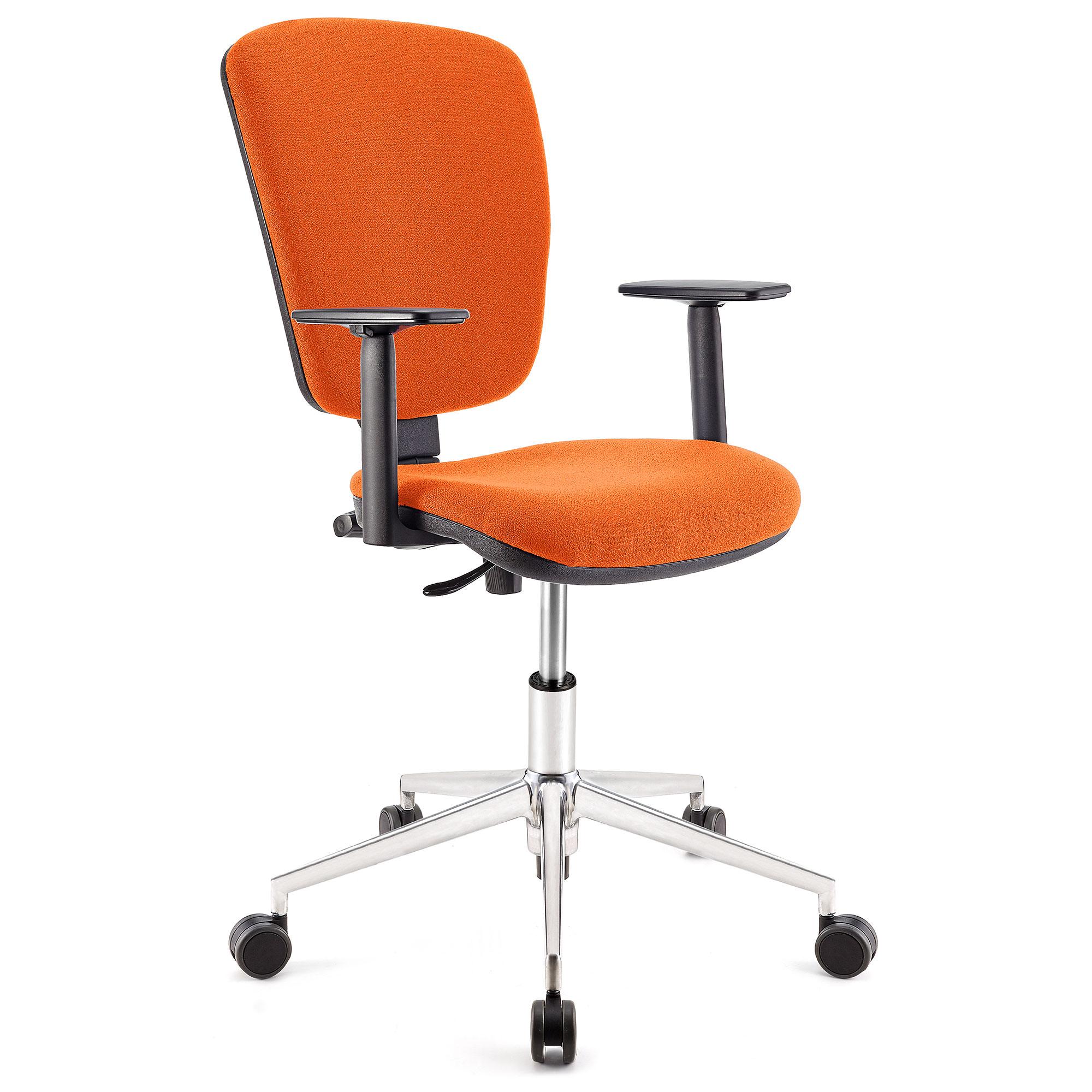 Drehstuhl KALIPSO PRO, verstellbare Rücken- und Armlehnen, Metallgestell, Stoffbezug, Farbe Orange
