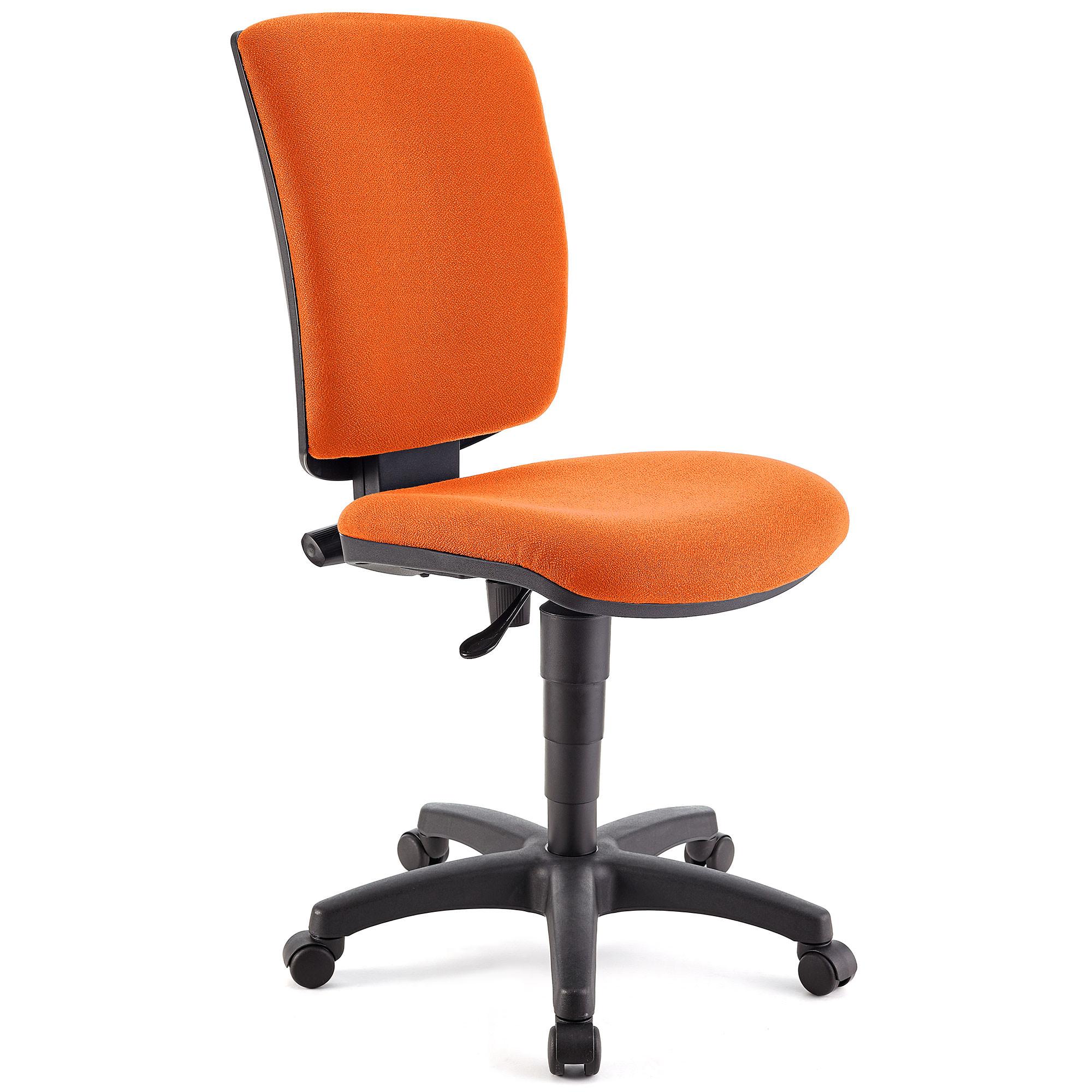 Bürostuhl ATLAS OHNE ARMLEHNEN STOFF, verstellbare Rückenlehne, dicke Polsterung, Farbe Orange