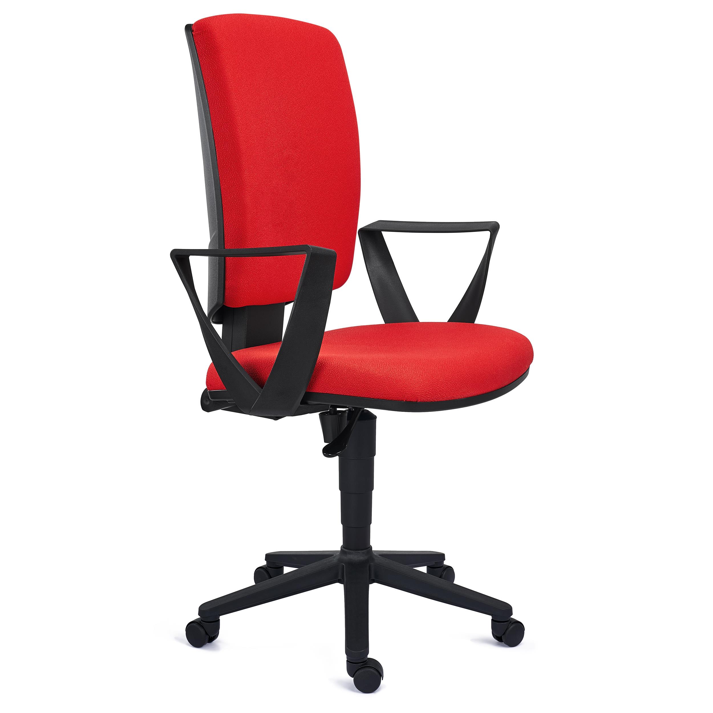Bürostuhl ATLAS STOFF, verstellbare Rückenlehne, dicke Polsterung, Farbe Rot