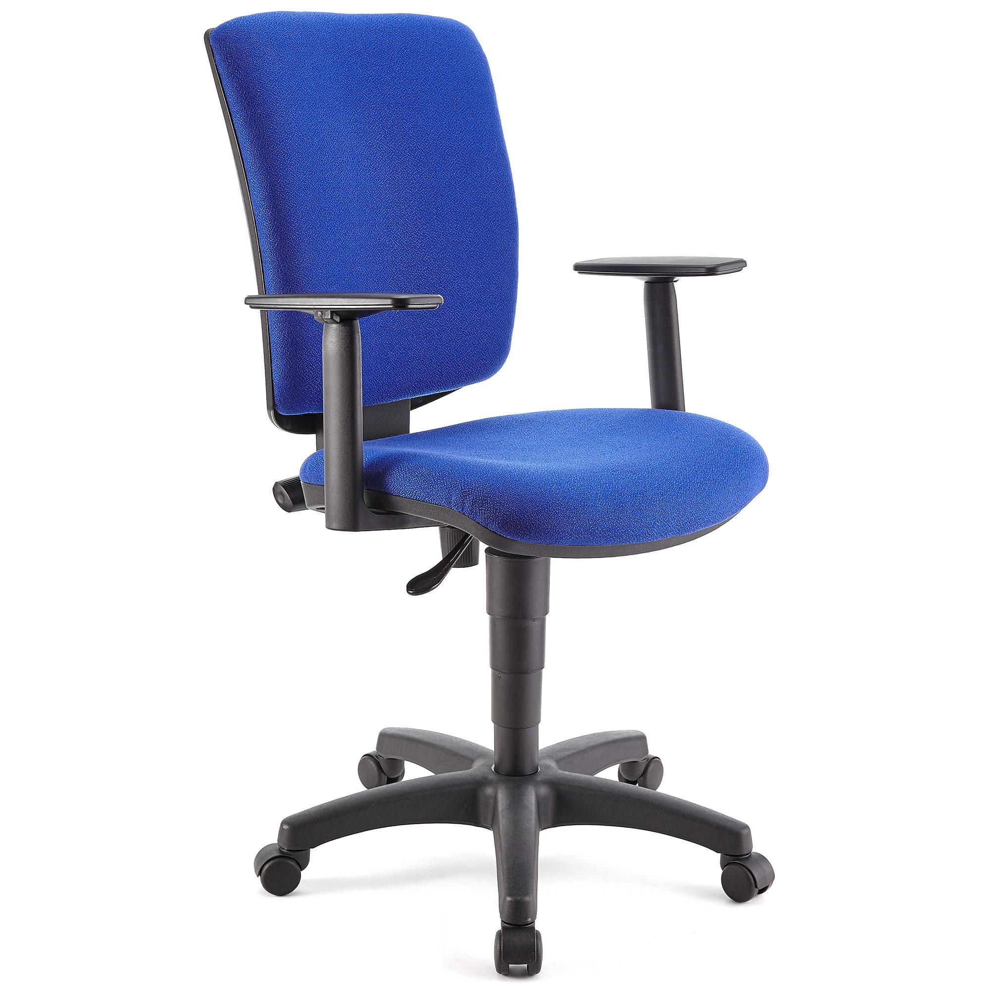Bürostuhl ATLAS PLUS STOFF, verstellbare Rücken- und Armlehnen, dicke Polsterung, Farbe Blau