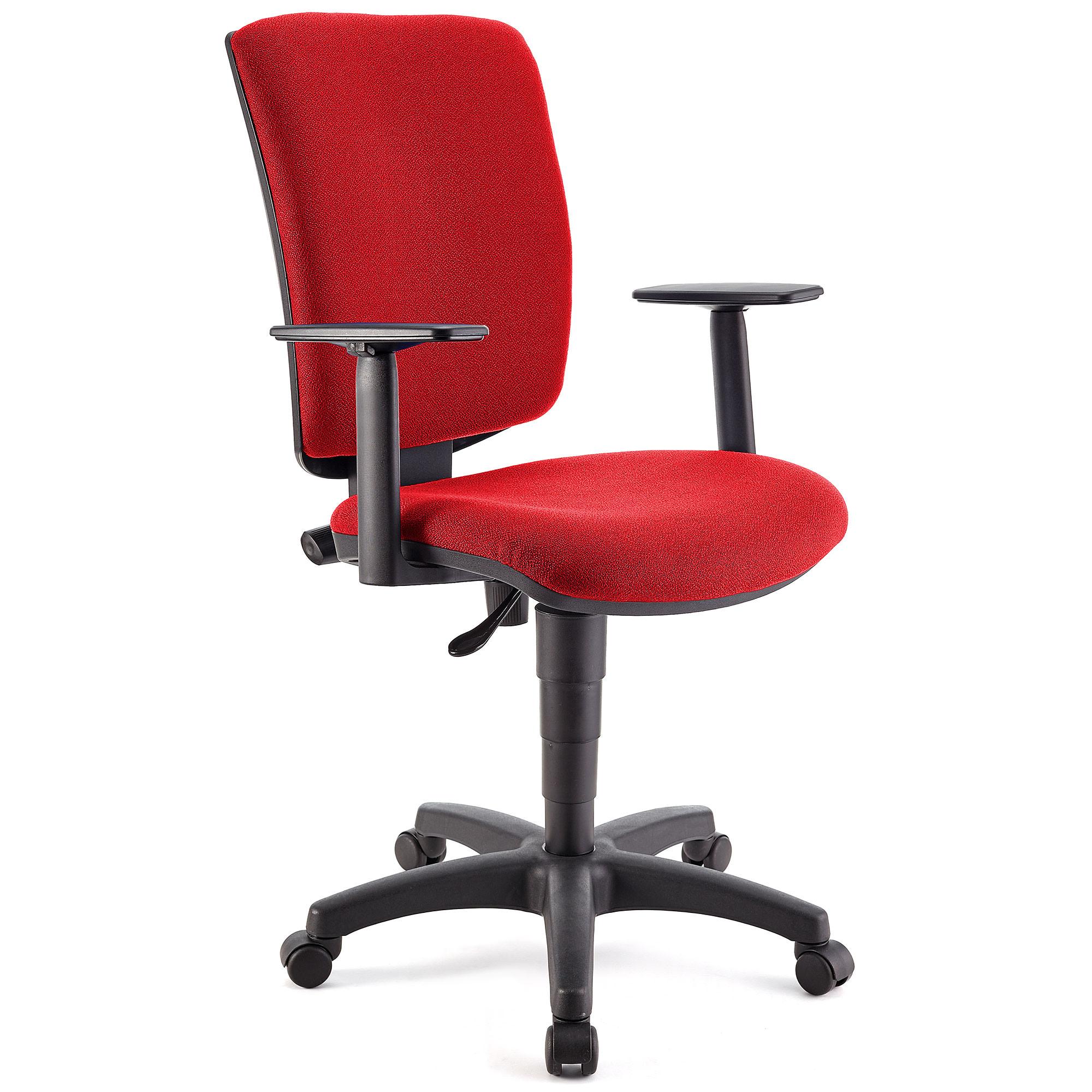 Bürostuhl ATLAS PLUS STOFF, verstellbare Rücken- und Armlehnen, dicke Polsterung, Farbe Rot