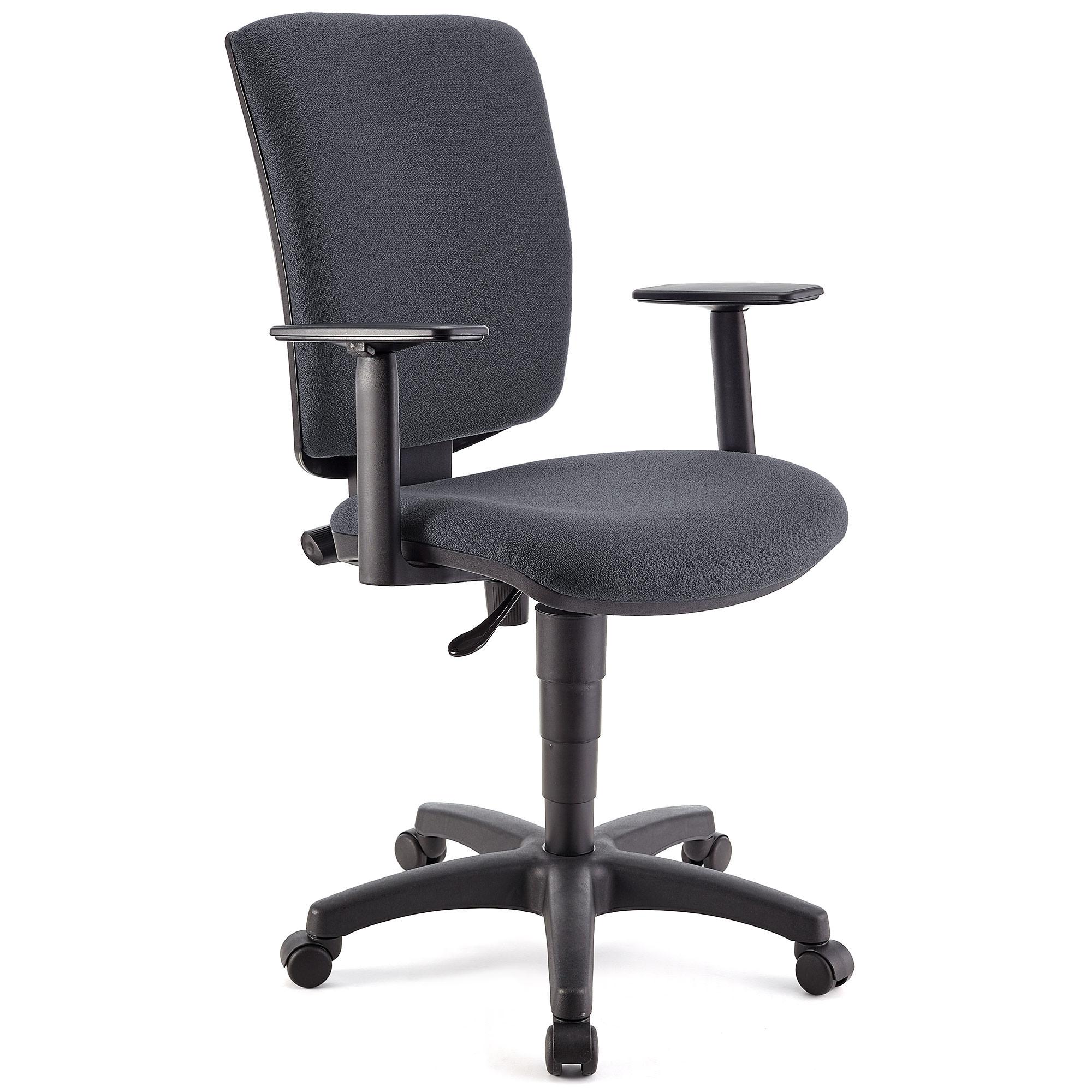 Bürostuhl ATLAS PLUS STOFF, verstellbare Rücken- und Armlehnen, dicke Polsterung, Farbe Grau