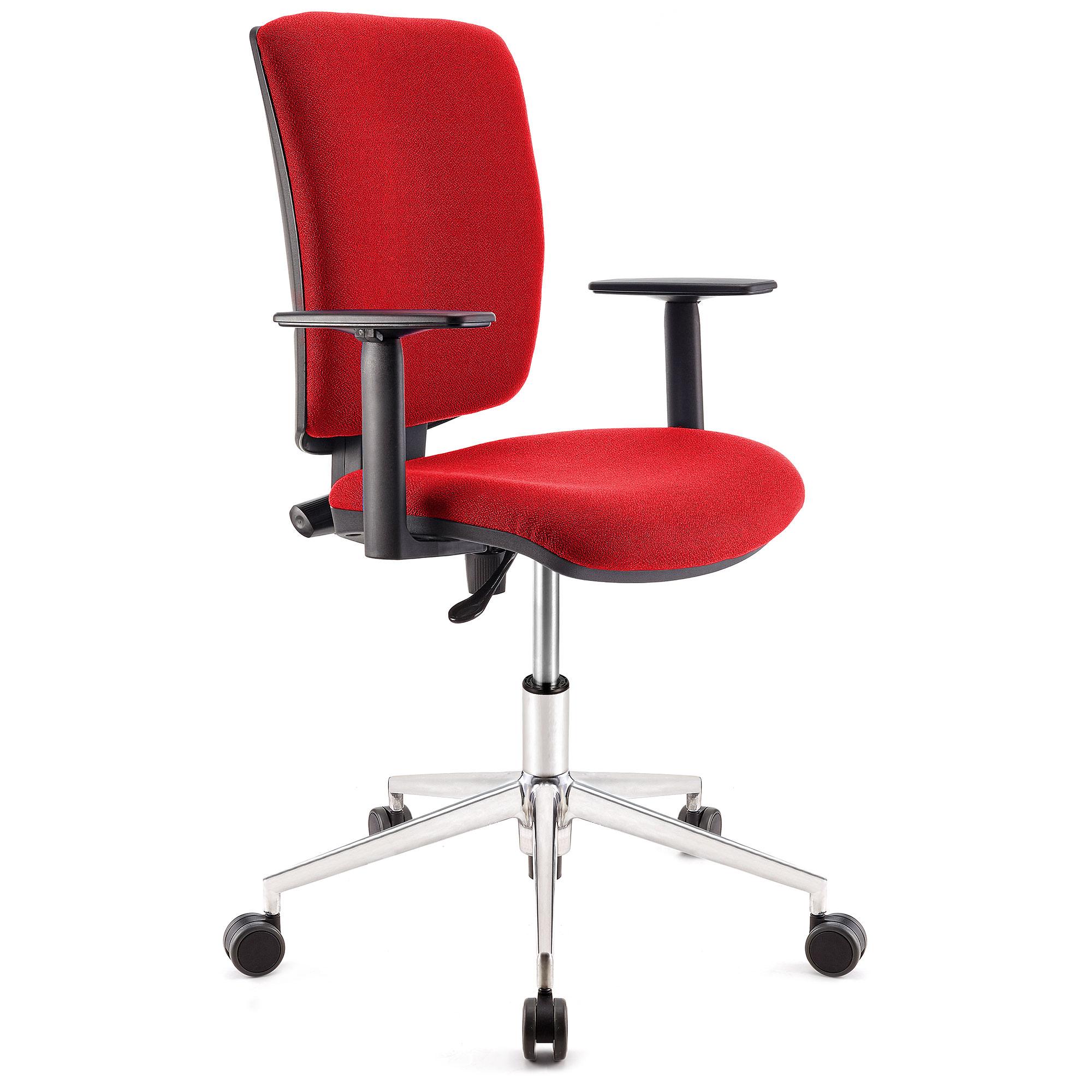 Bürostuhl ATLAS PRO STOFF, verstellbare Rücken- und Armlehnen, Metallfußkreuz, Farbe Rot