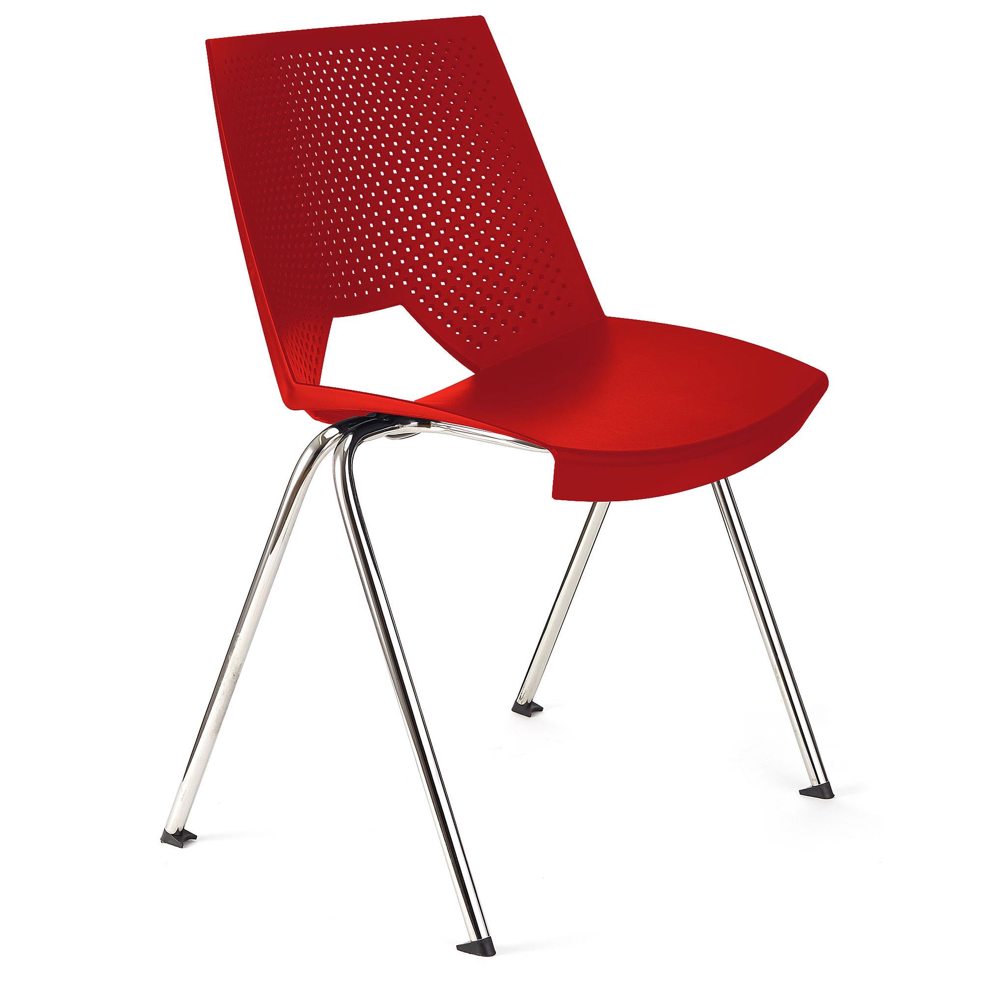 Konferenzstuhl ENZO, bequem, praktisch und stapelbar, Farbe Rot