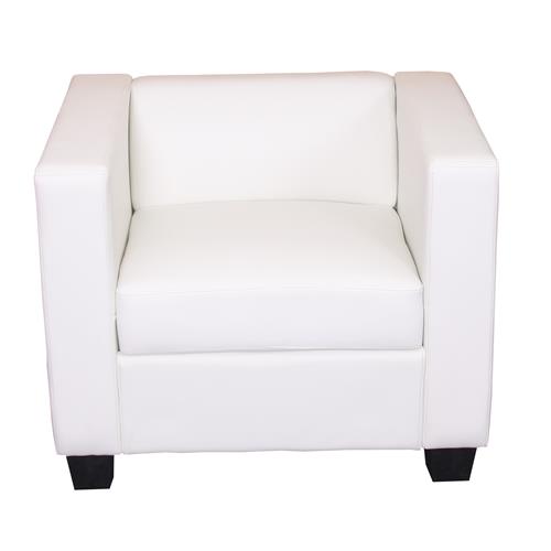 Sessel BASEL, 1 Sitzer, Elegantes Design, großer Komfort, Naturleder, Farbe Weiß