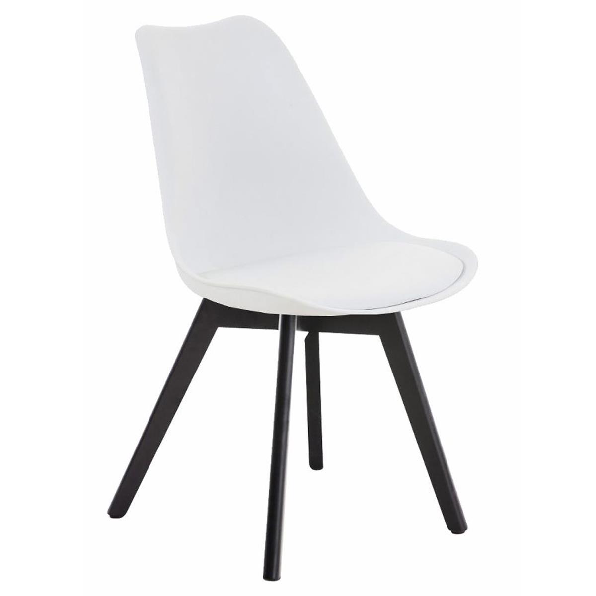 Designer Stuhl/ Besucherstuhl BOSPORUS, dunkle Stuhlbeine, Kunststoffsitzschale, Lederbezug, Farbe Weiß