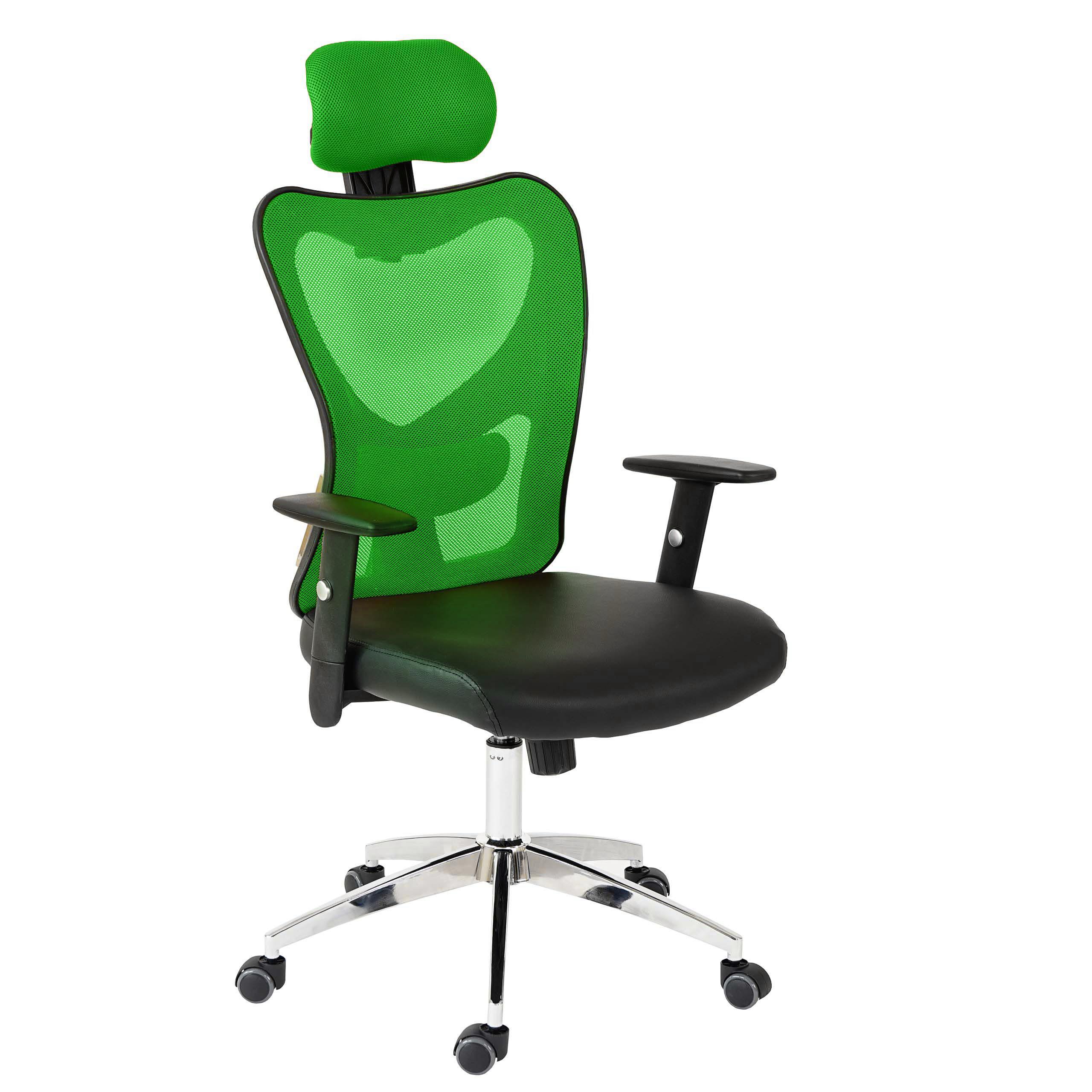 Ergonomischer Bürostuhl ZELIA, für die 8h-Nutzung, gepolsterte Lordosenstütze, Metallgestell, Farbe Grün