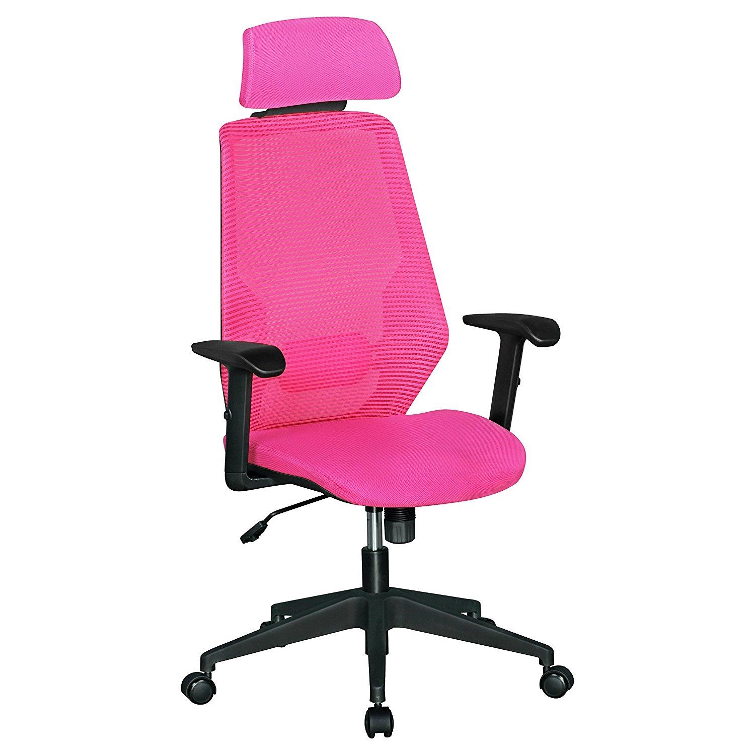 Ergonomischer Bürostuhl ERIKA, Lordosenstütze, verstellbare Armlehnen, atmungsaktiver Netzbezug, Farbe Pink