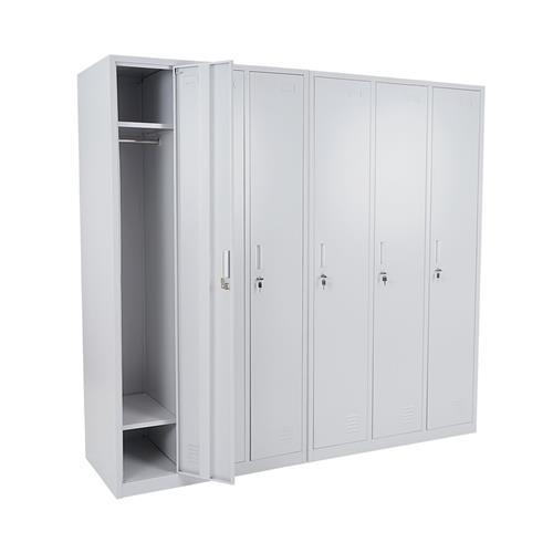 Metallspind AGNES, Umkleideschrank mit 6 Türen, abschließbar, 180x180x50 cm, Farbe Grau