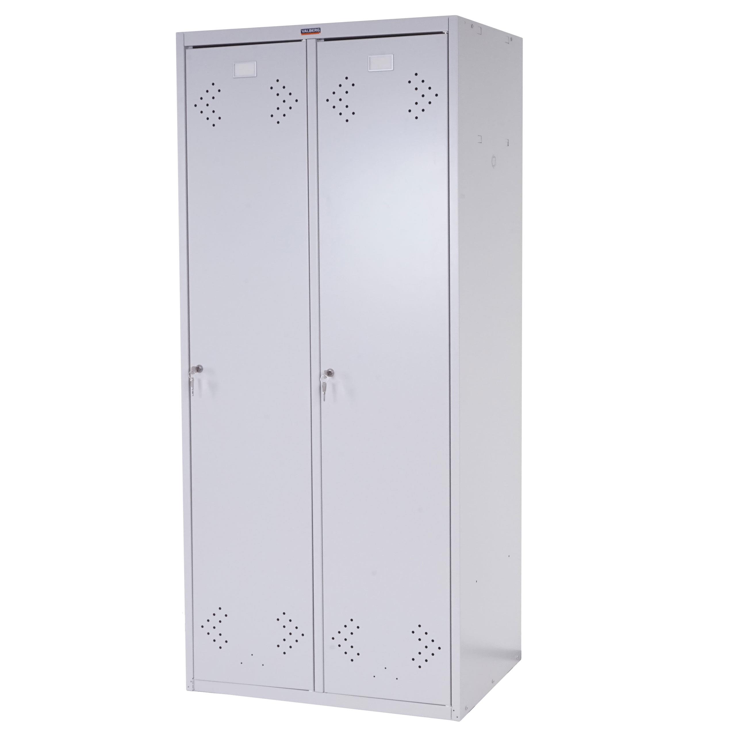 Umkleideschrank FRIDA, Kleiderspind 183x81x50 cm, 2x Tür, Robustes Stahlblech, Farbe Grau
