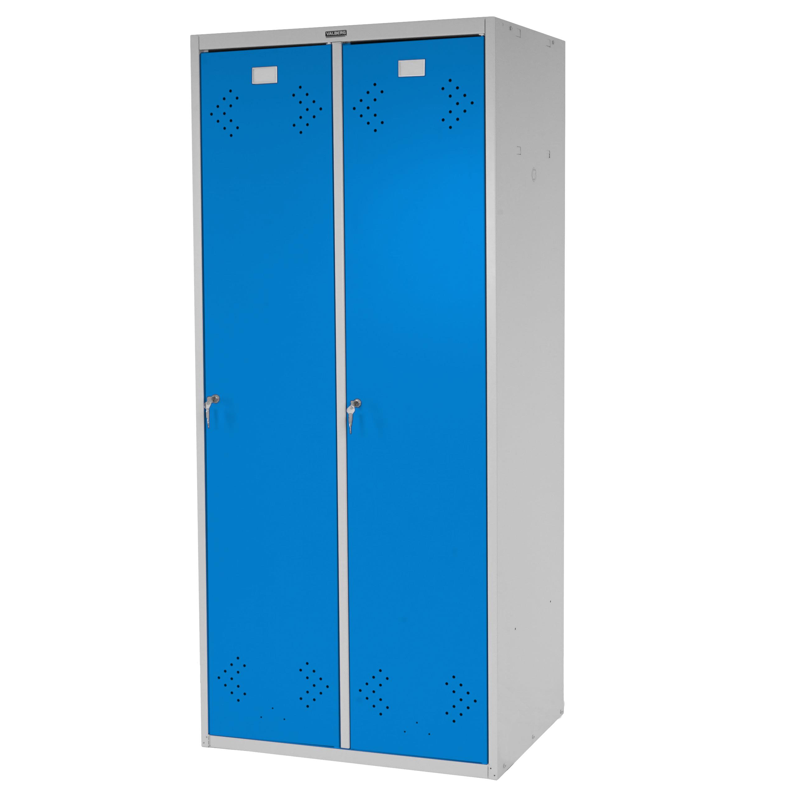 Umkleideschrank FRIDA, Kleiderspind 183x81x50 cm, 2x Tür, Robustes Stahlblech, Farbe Blau