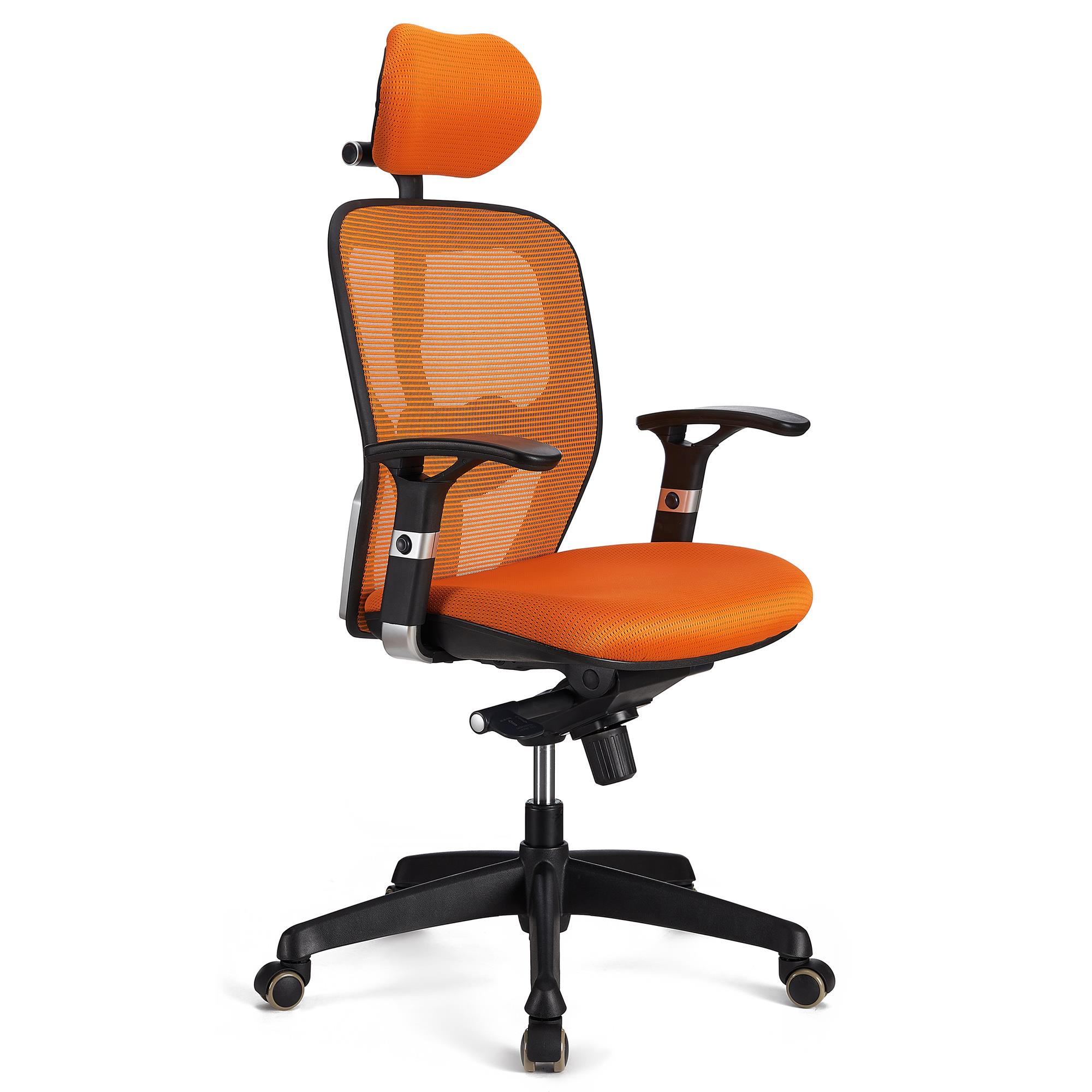 Ergonomischer Bürostuhl FELIX PRO, verstellbare Lordosenstütze, für die 8h-Nutzung, Farbe Orange