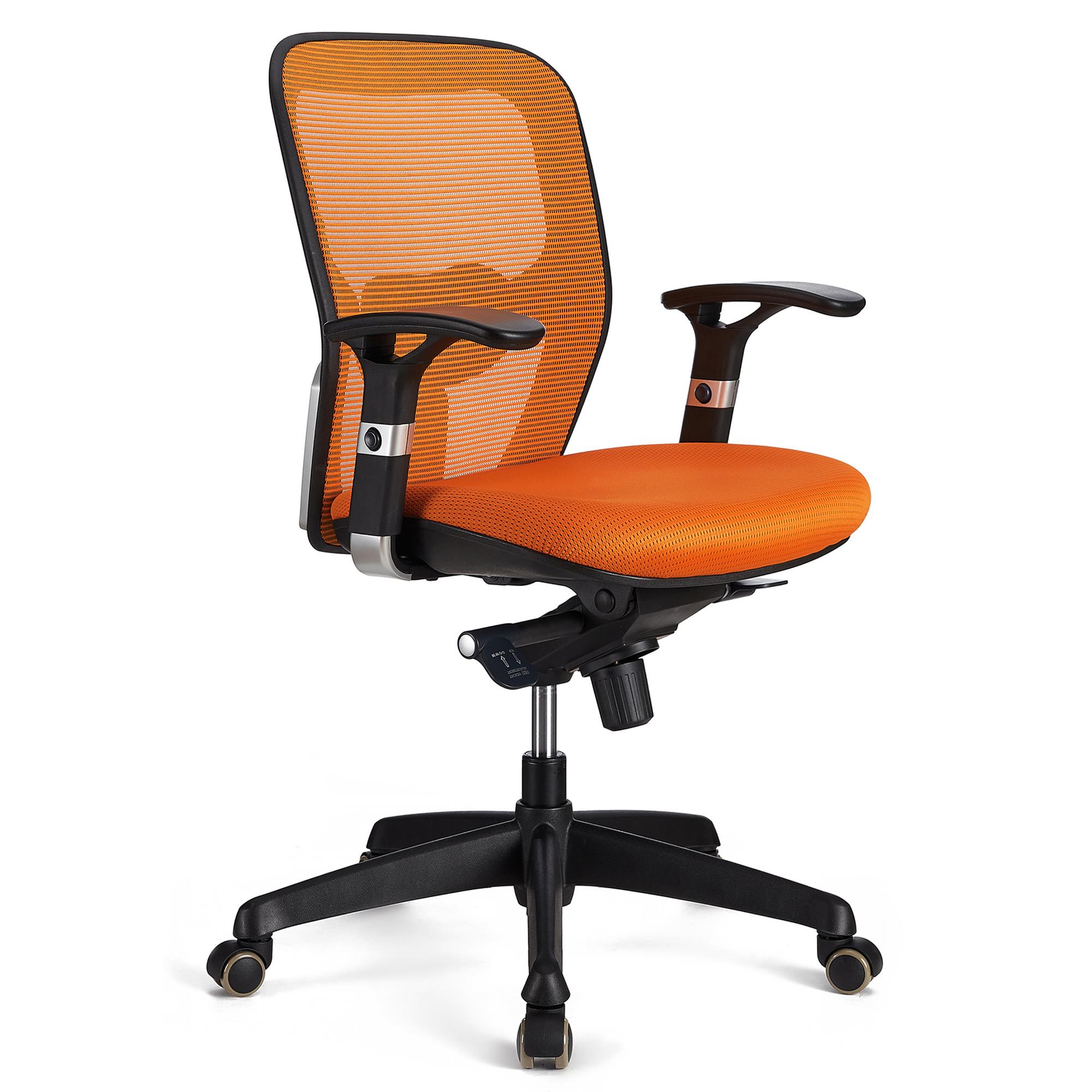 Ergonomischer Bürostuhl FELIX, verstellbare Lordosenstütze, für die 8h-Nutzung, Farbe Orange