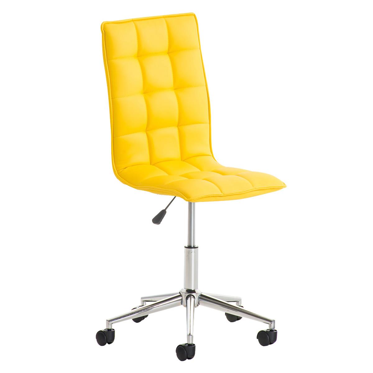 Bürostuhl BULGARI, elegantes Design, höhenverstellbar, Metallfußkreuz, Lederbezug, Farbe Gelb