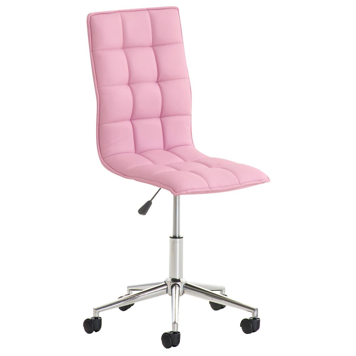 Bürostuhl BULGARI, elegantes Design, höhenverstellbar, Metallfußkreuz, Lederbezug, Farbe Pink