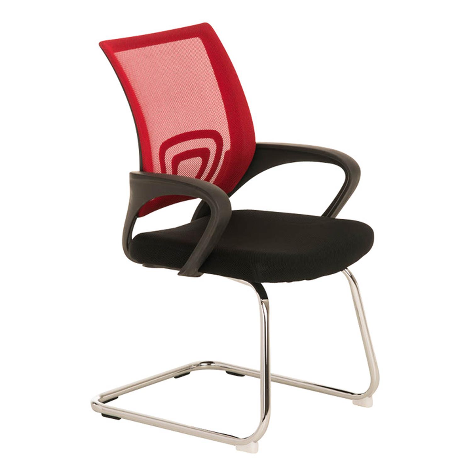 Konferenzstuhl SEOUL V, schönes Design, große gepolsterte Sitzfläche, Farbe Rot