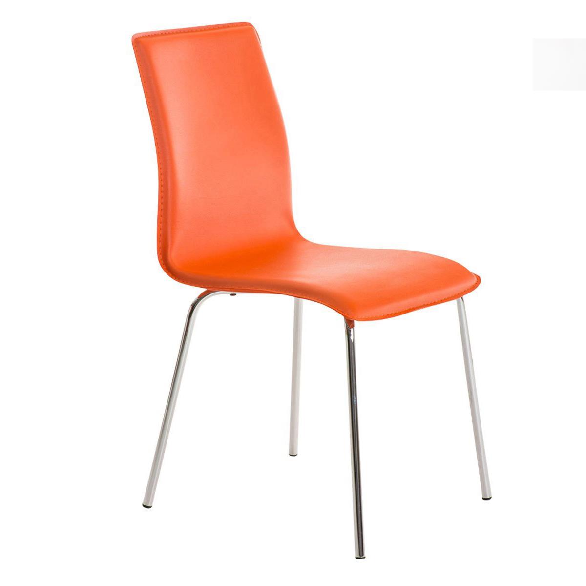 Besucherstuhl MIKI, exklusives Design, Lederbezug, Farbe Orange