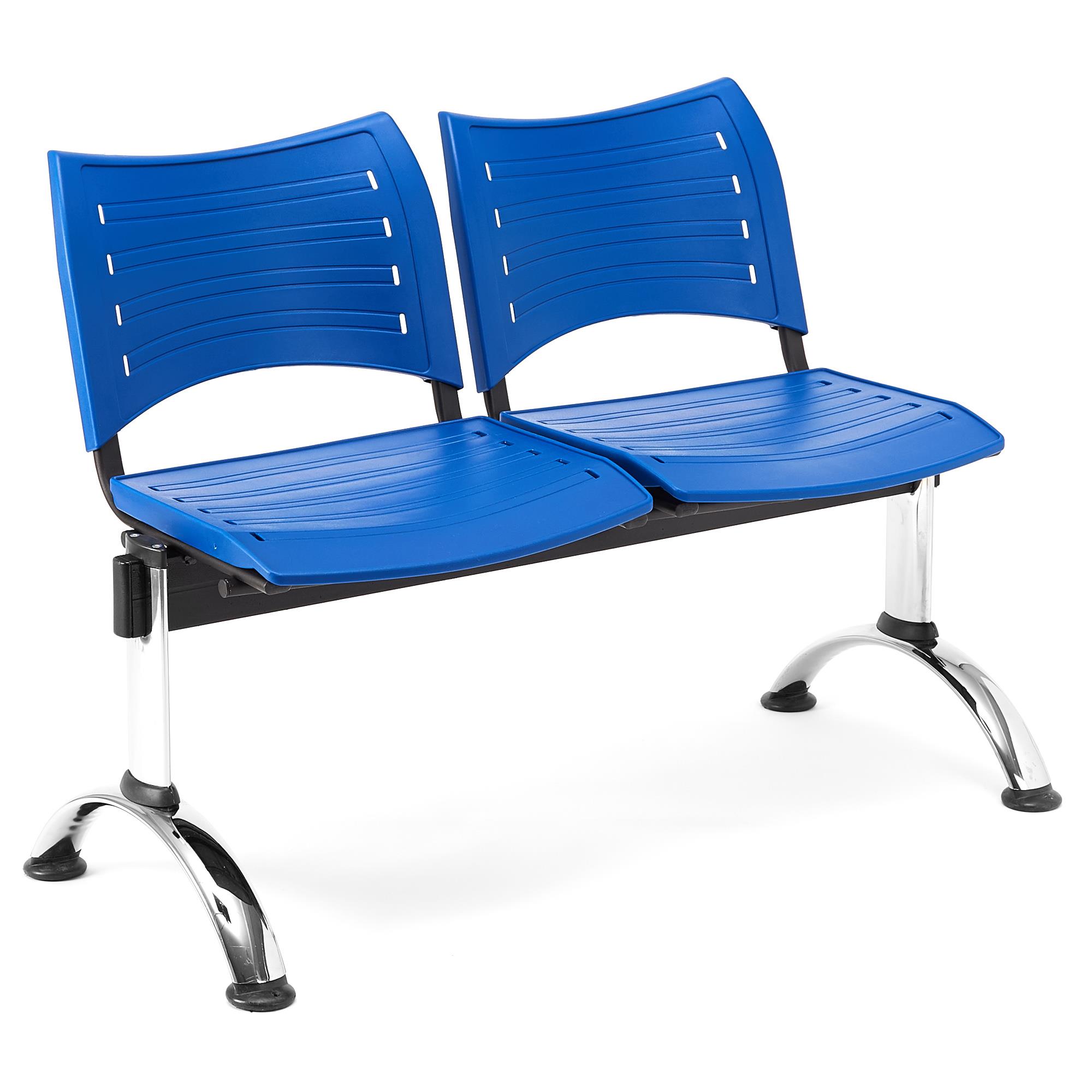 Wartebank ELVA 2-Sitzer, Metallgestell, Kunststoff, Farbe Blau