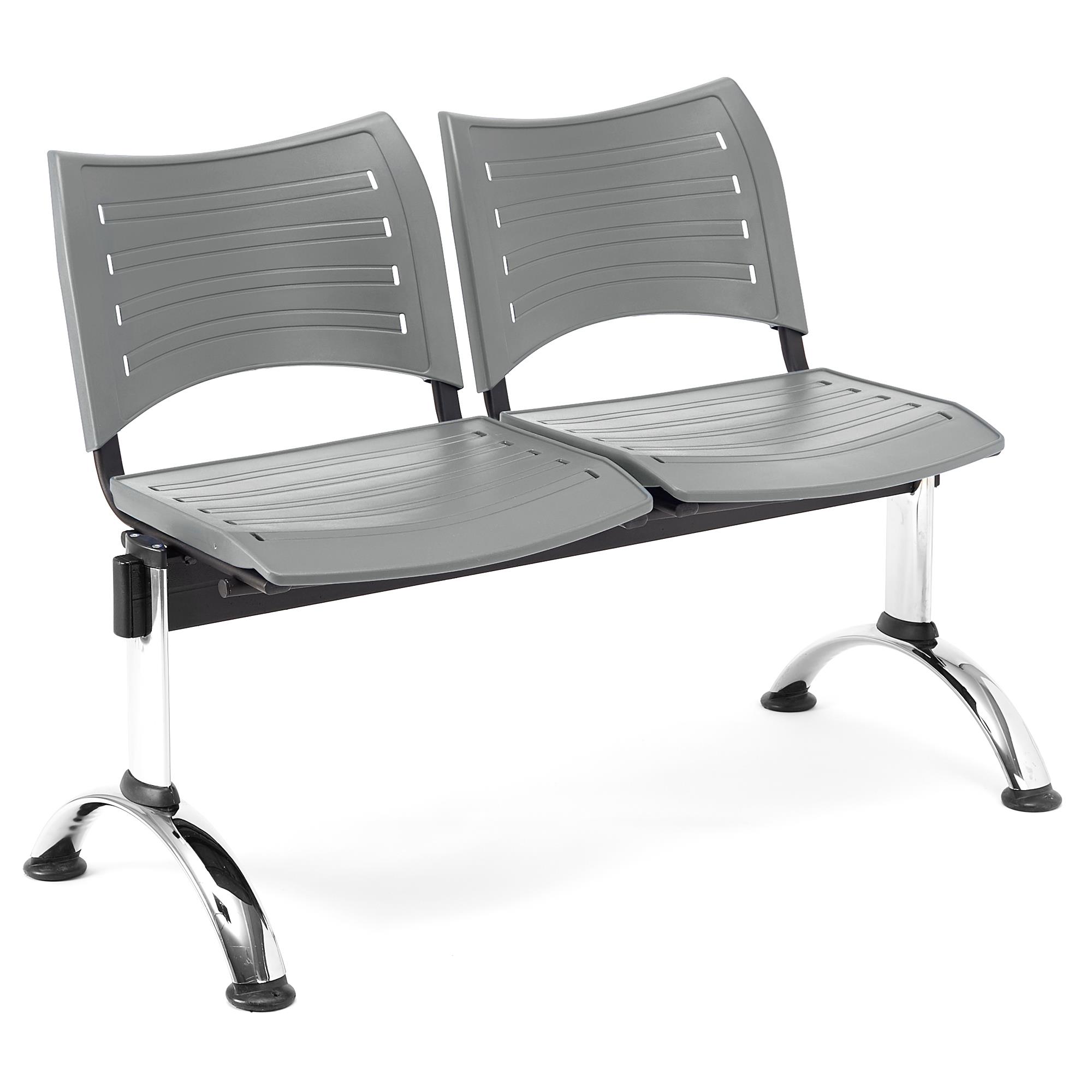 Wartebank ELVA 2-Sitzer, Metallgestell, Kunststoff, Farbe Grau