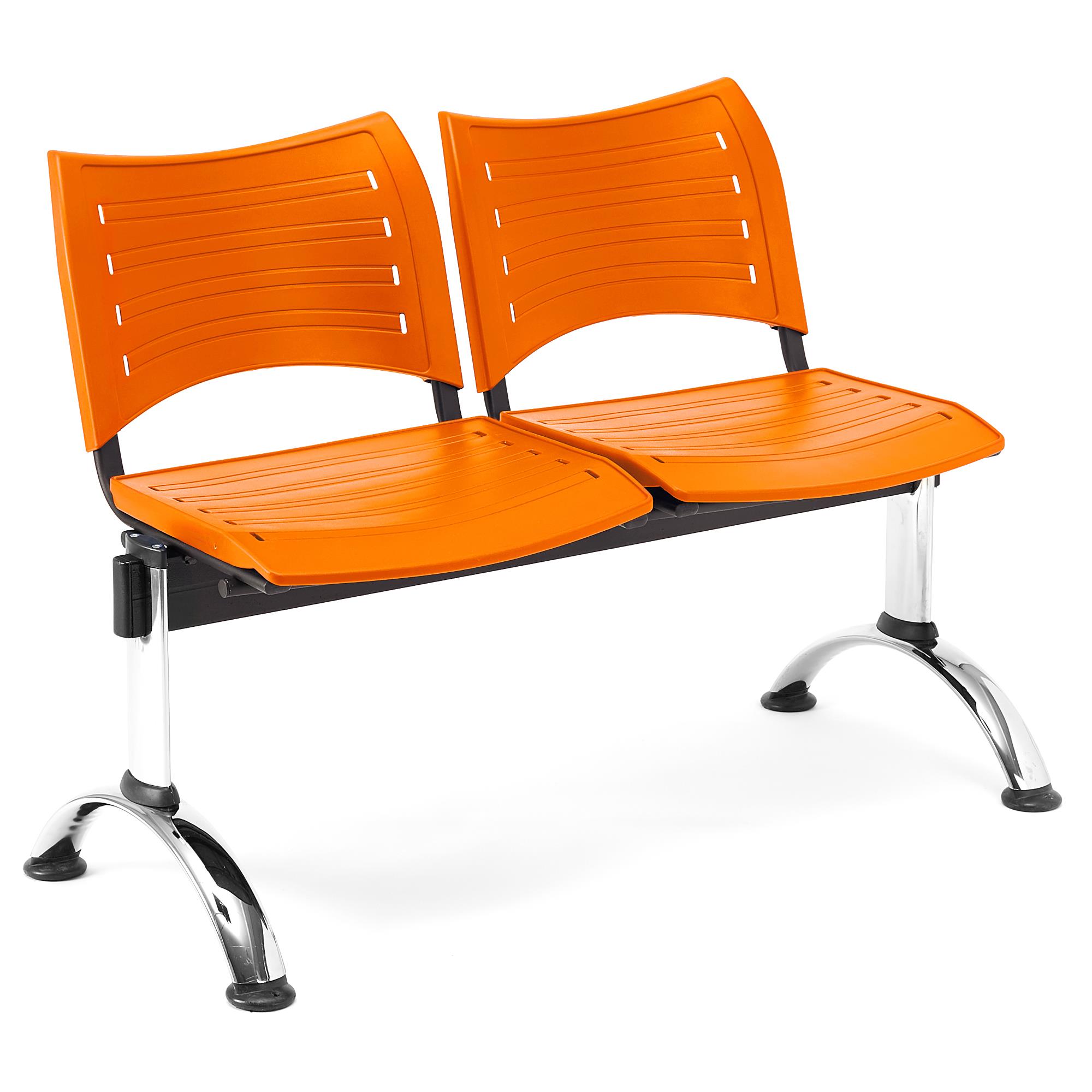 Wartebank ELVA 2-Sitzer, Metallgestell, Kunststoff, Farbe Orange