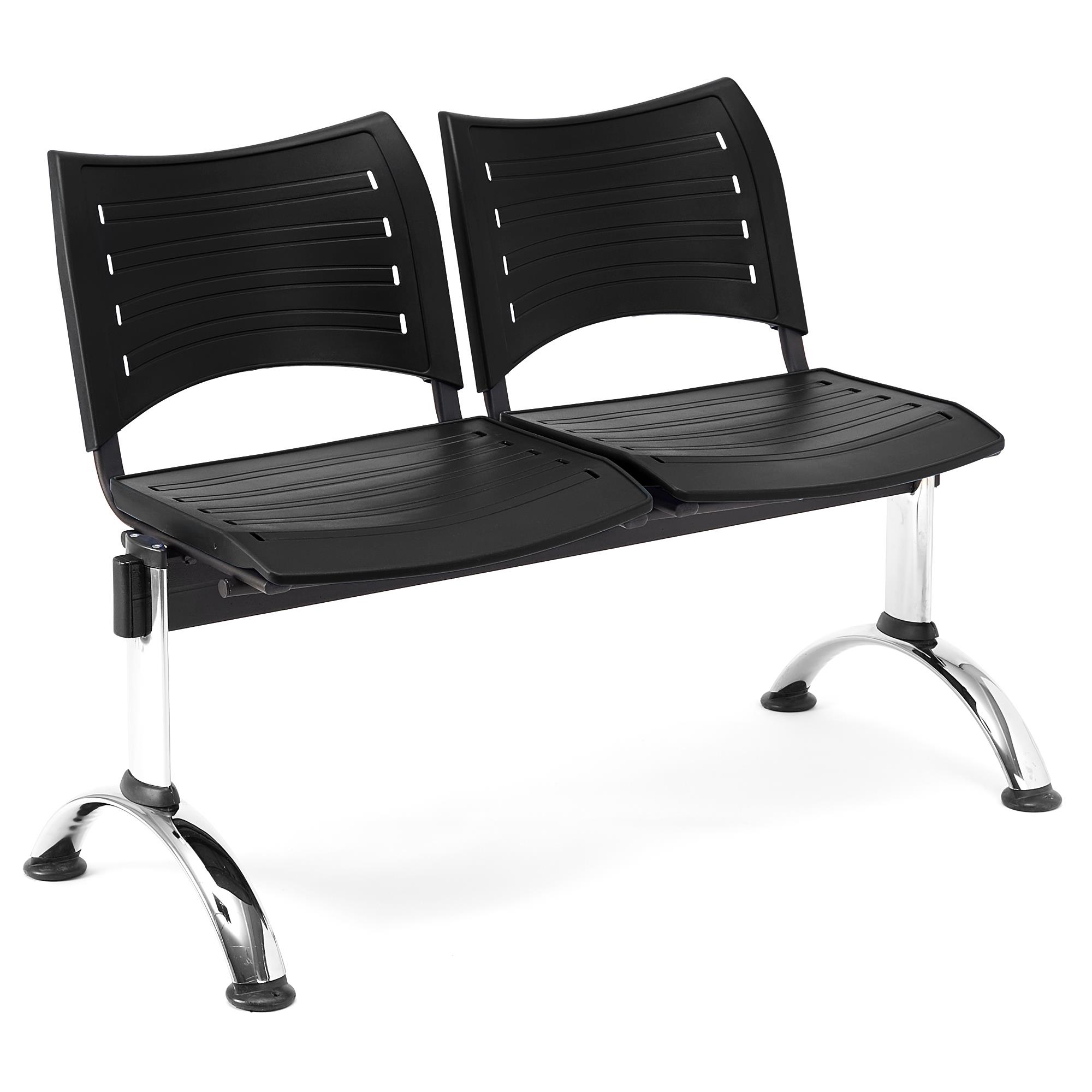 Wartebank ELVA 2-Sitzer, Metallgestell, Kunststoff, Farbe Schwarz