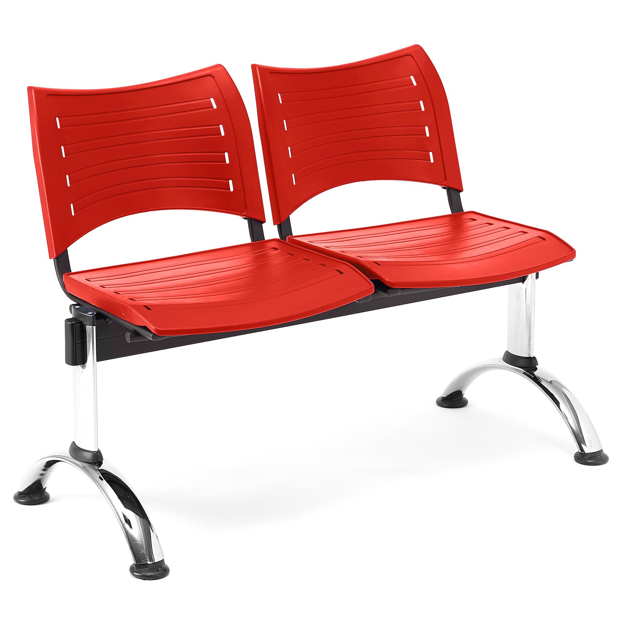 Wartebank ELVA 2-Sitzer, Metallgestell, Kunststoff, Farbe Rot