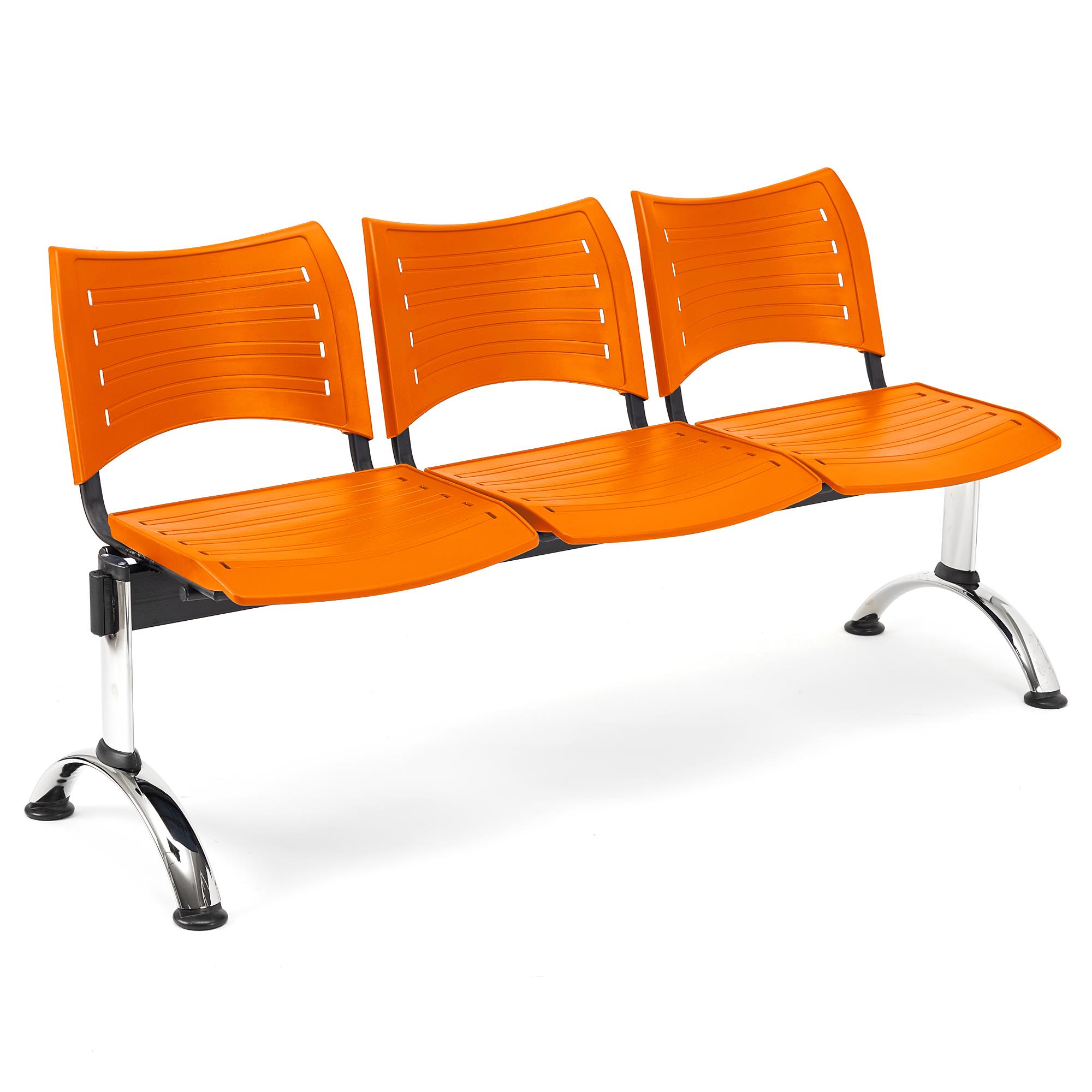Wartebank ELVA 3-Sitzer, Metallgestell, Kunststoff, Farbe Orange