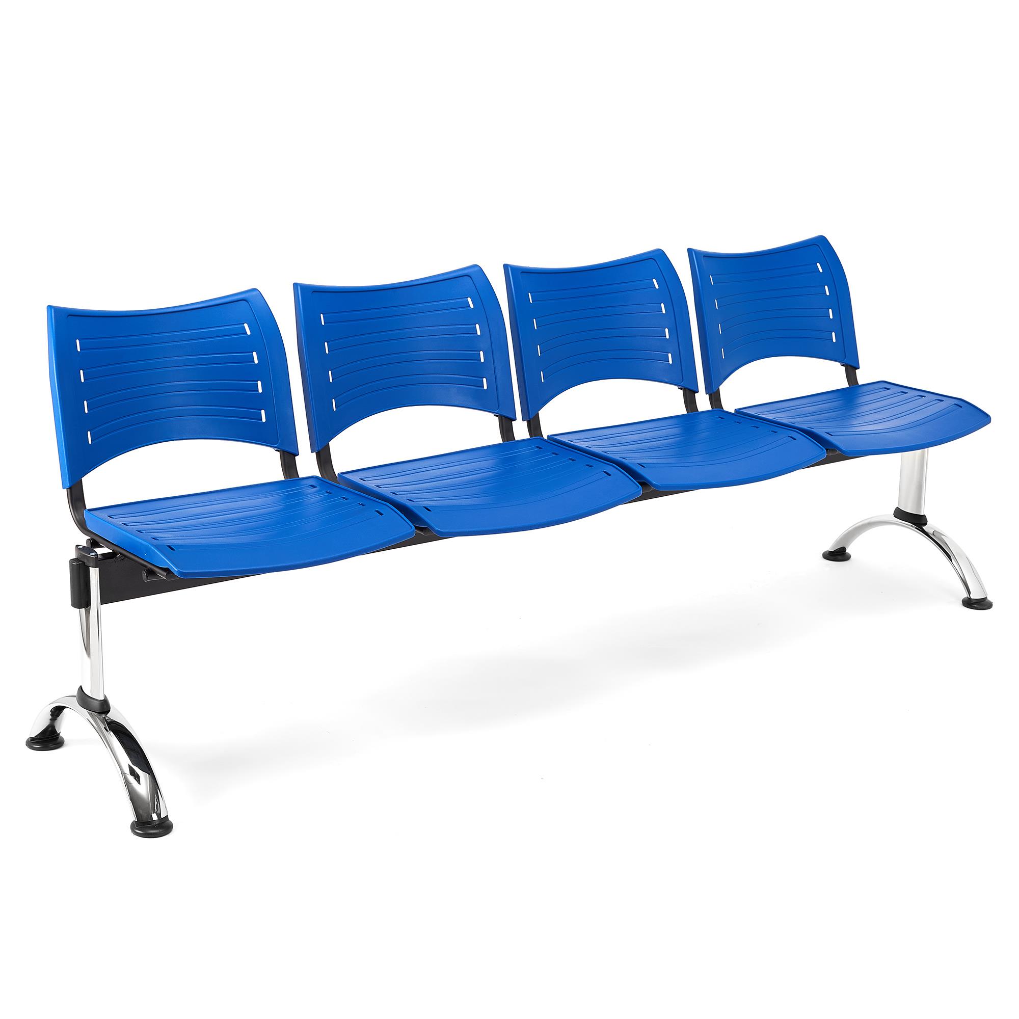 Wartebank ELVA 4-Sitzer, Metallgestell, Kunststoff, Farbe Blau