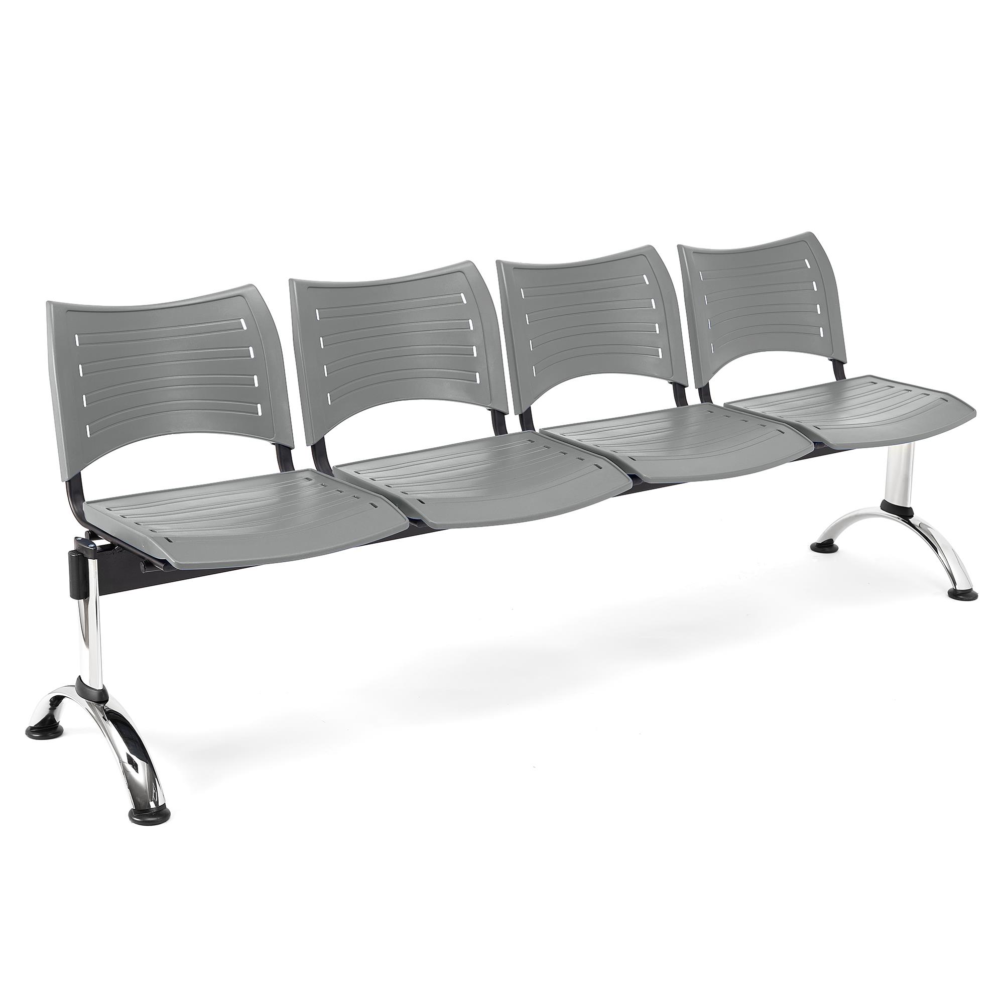 Wartebank ELVA 4-Sitzer, Metallgestell, Kunststoff, Farbe Grau