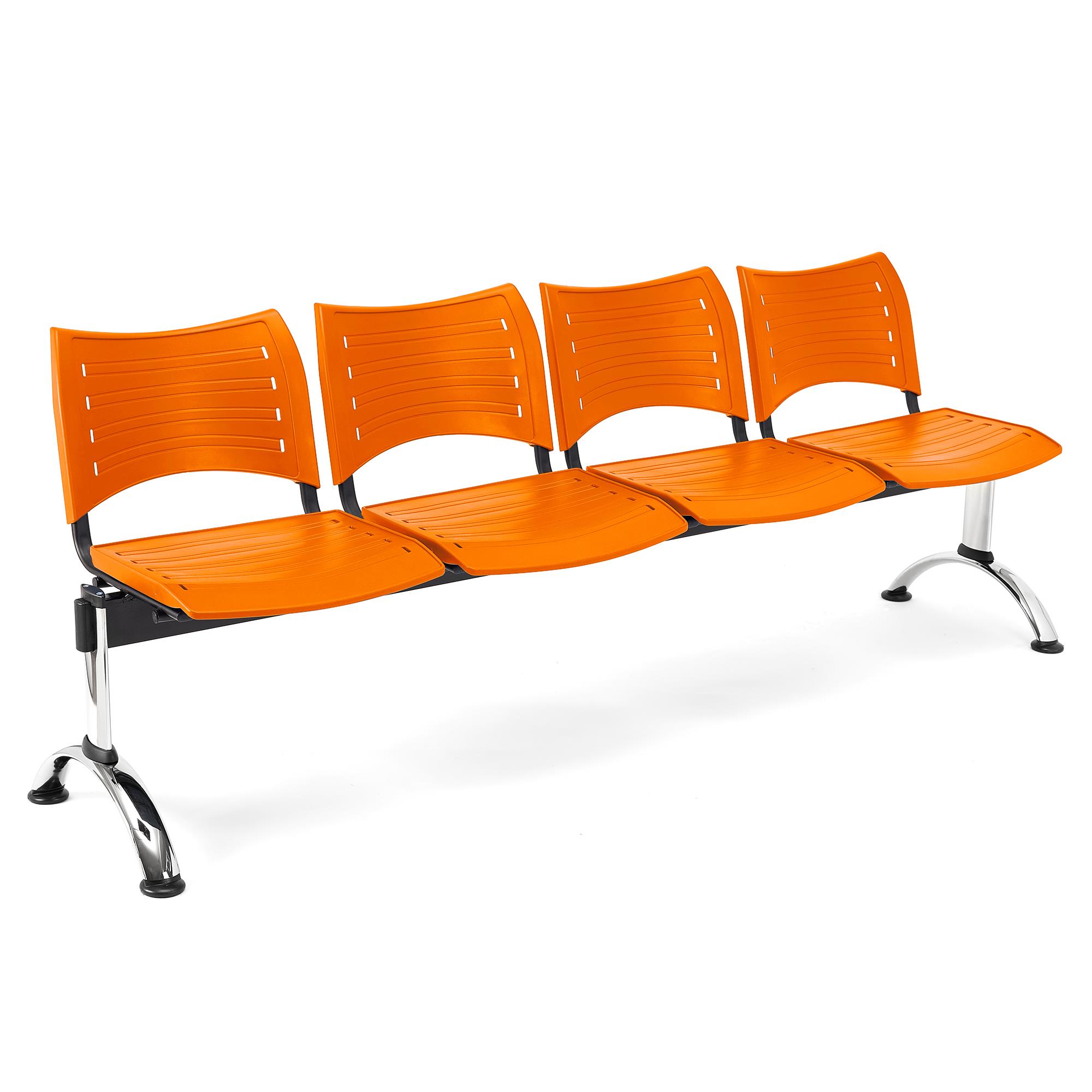 Wartebank ELVA 4-Sitzer, Metallgestell, Kunststoff, Farbe Orange