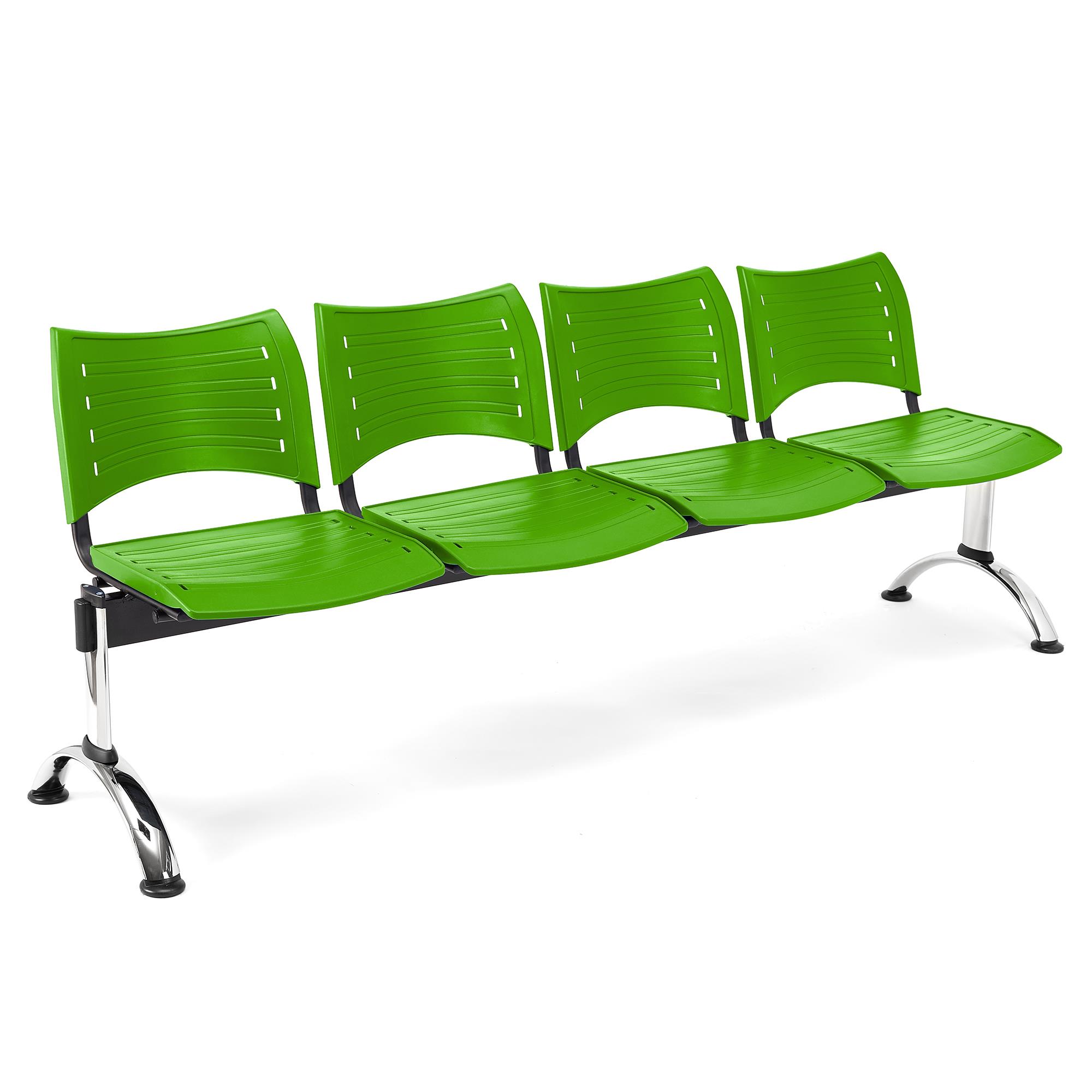 Wartebank ELVA 4-Sitzer, Metallgestell, Kunststoff, Farbe Grün